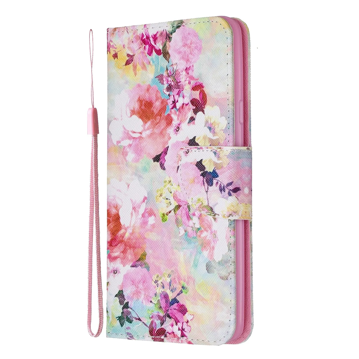 For Samsung A10S/A20S Smartphone Case PU Leather Phone Shell Lovely Cartoon Pattern Card Slots Overall Protection Watercolor flower