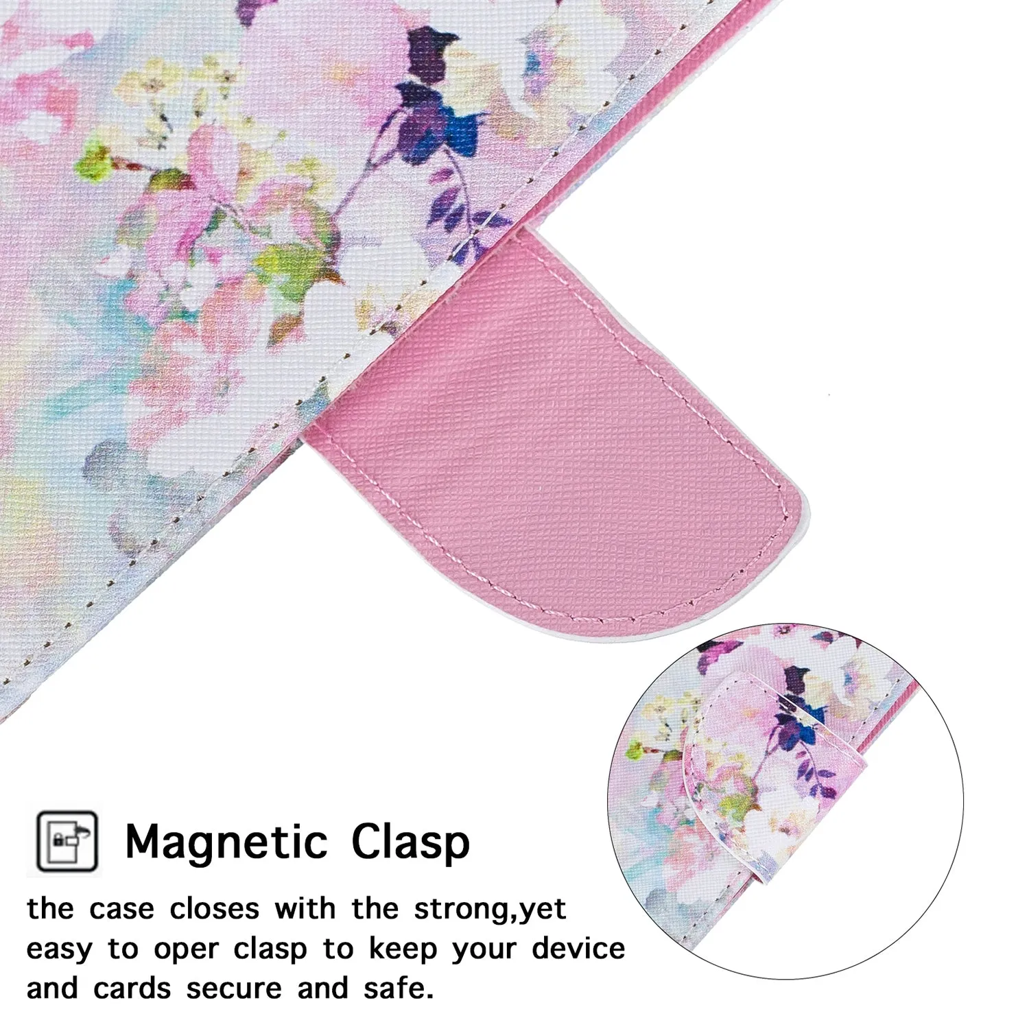 For Samsung A10S/A20S Smartphone Case PU Leather Phone Shell Lovely Cartoon Pattern Card Slots Overall Protection Watercolor flower