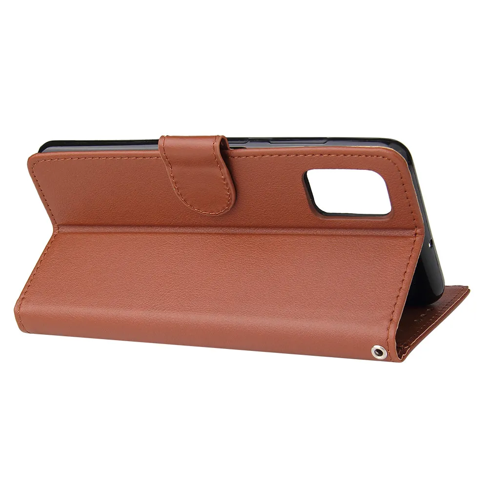 For Samsung A51 Phone Case PU Leather Shell All-round Protection Precise Cutout Wallet Design Cellphone Cover  Gold