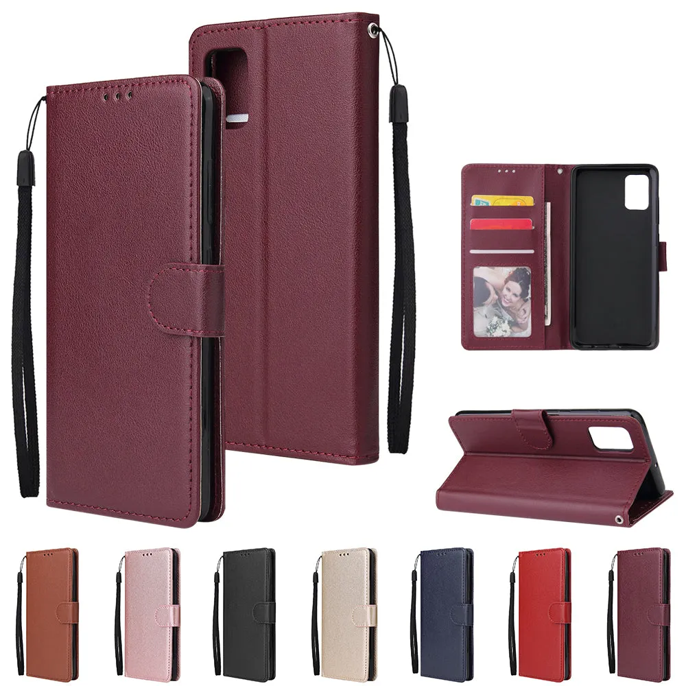 For Samsung A51 Phone Case PU Leather Shell All-round Protection Precise Cutout Wallet Design Cellphone Cover  Gold