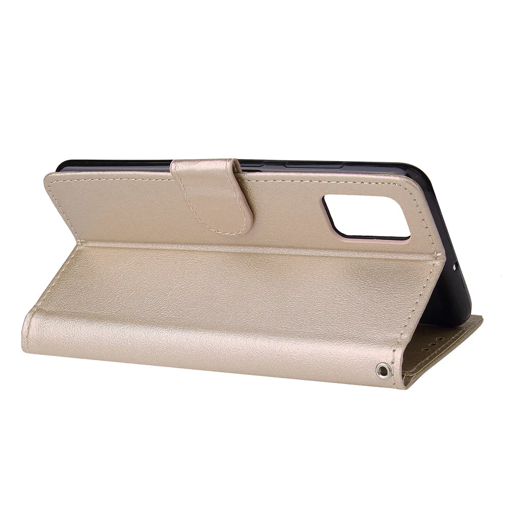 For Samsung A51 Phone Case PU Leather Shell All-round Protection Precise Cutout Wallet Design Cellphone Cover  Gold