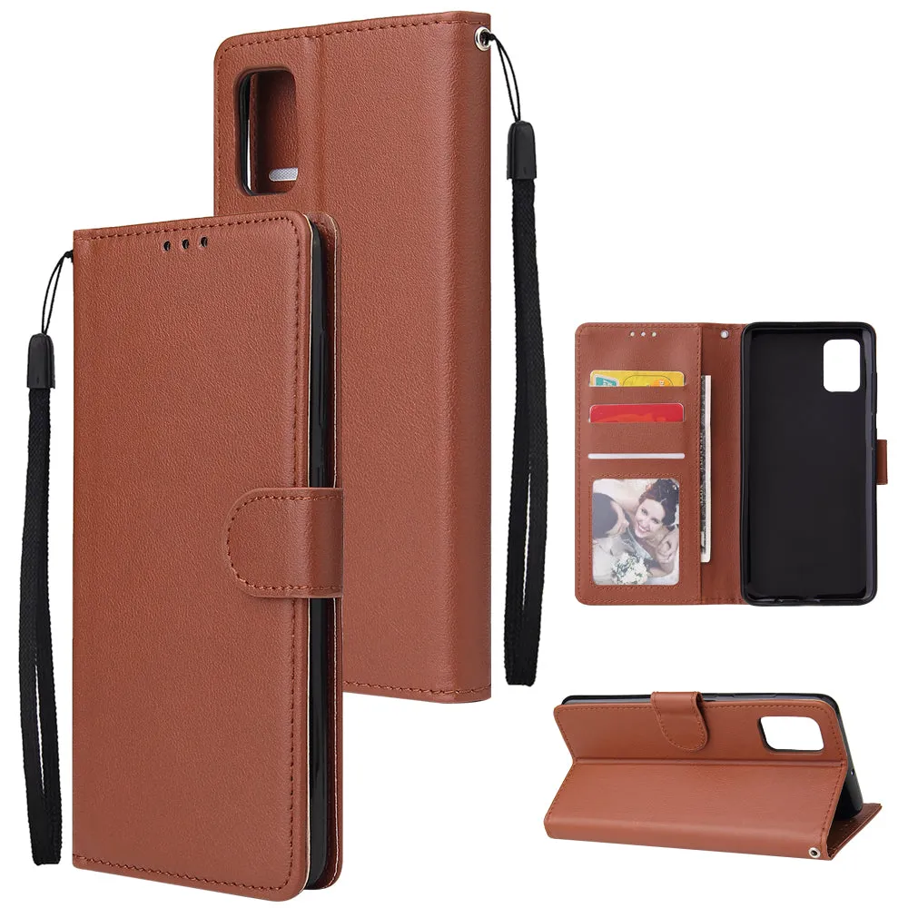 For Samsung A51 Phone Case PU Leather Shell All-round Protection Precise Cutout Wallet Design Cellphone Cover  Gold