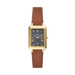 Fossil Raquel Three-Hand Date Medium Brown LiteHide Leather Watch ES5303