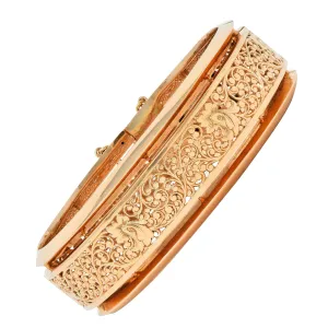 Fouquet-Gueudet French Art Nouveau 18 Karat Yellow Gold Antique Floral Bangle Bracelet