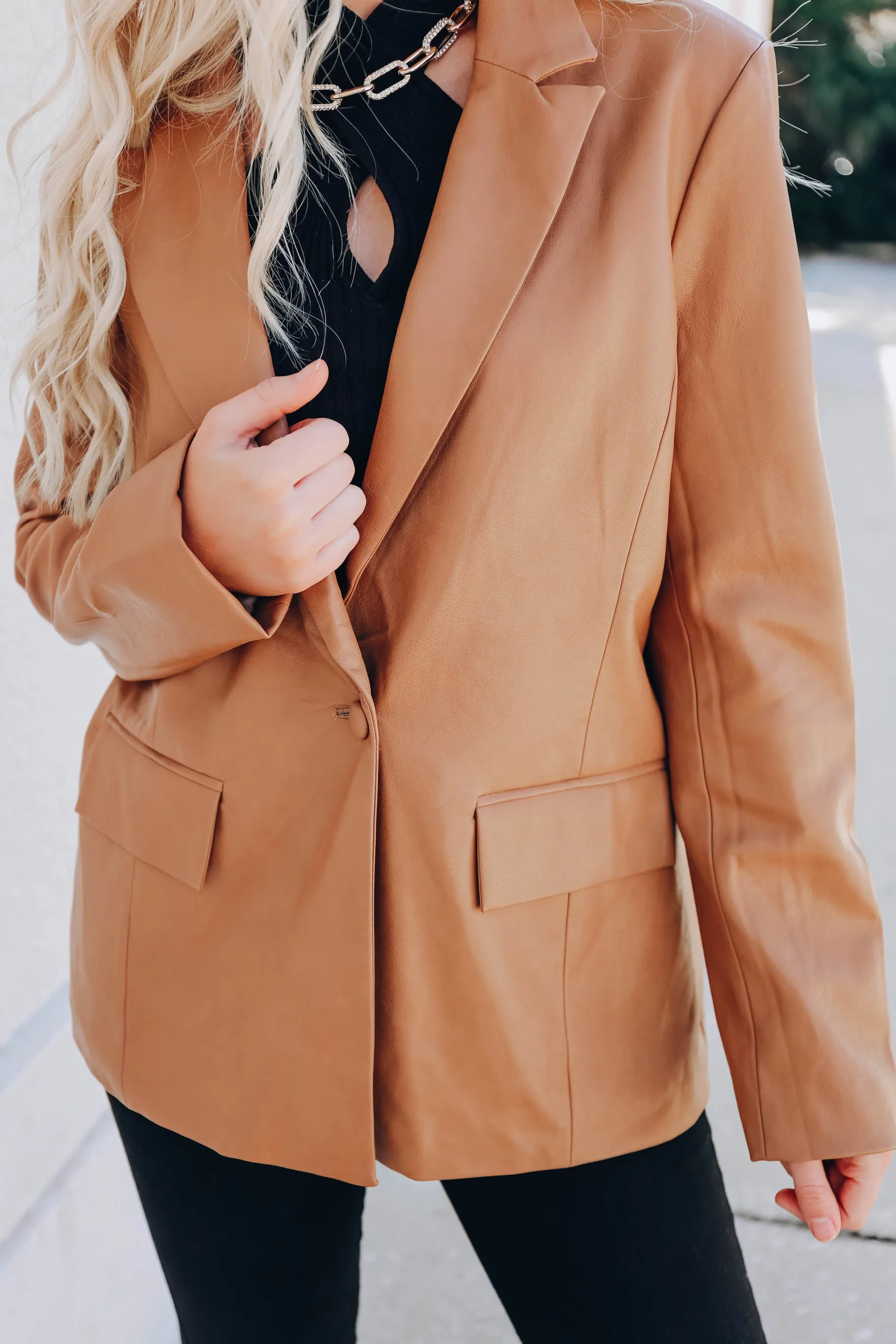 Francie Faux Leather Blazer