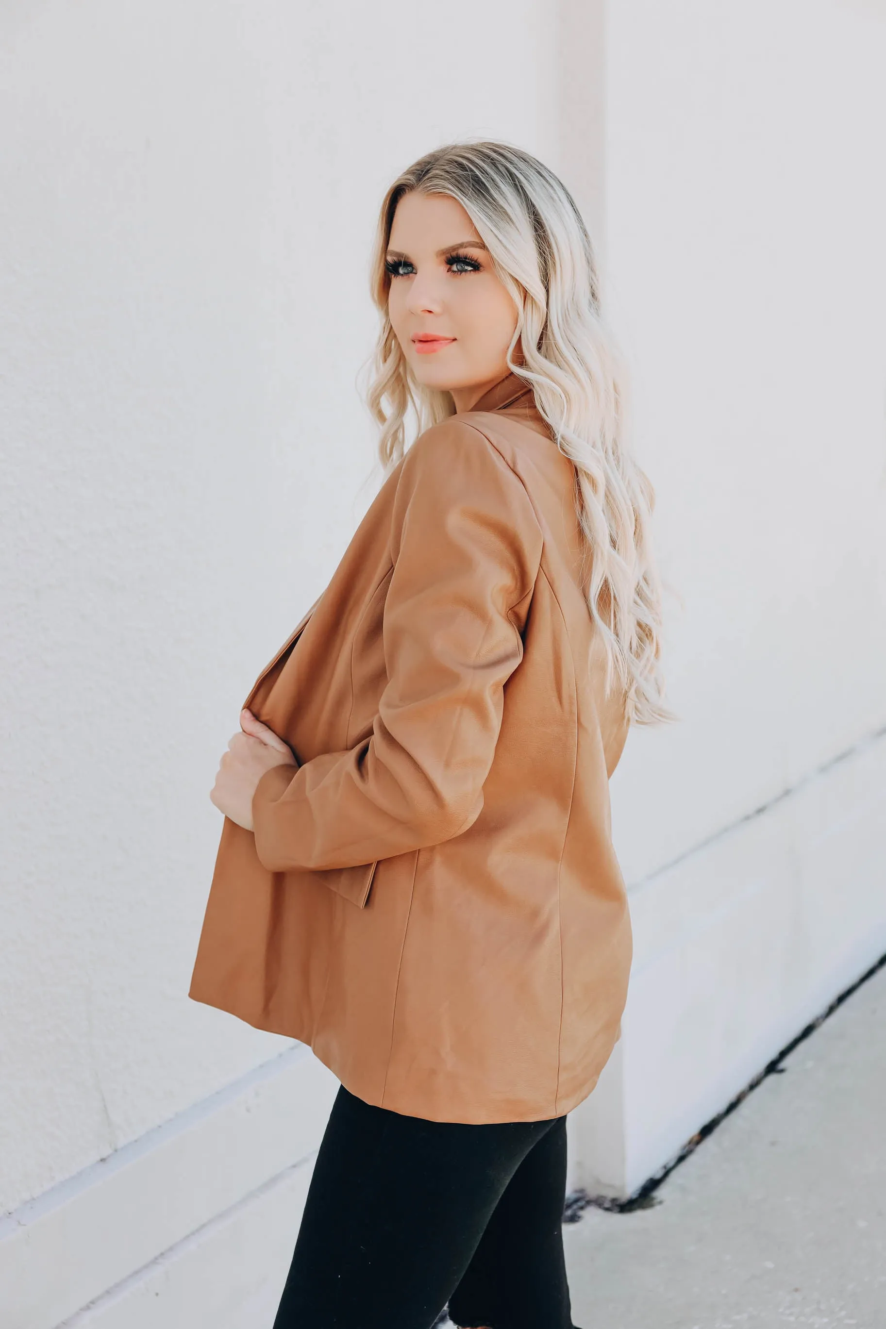 Francie Faux Leather Blazer