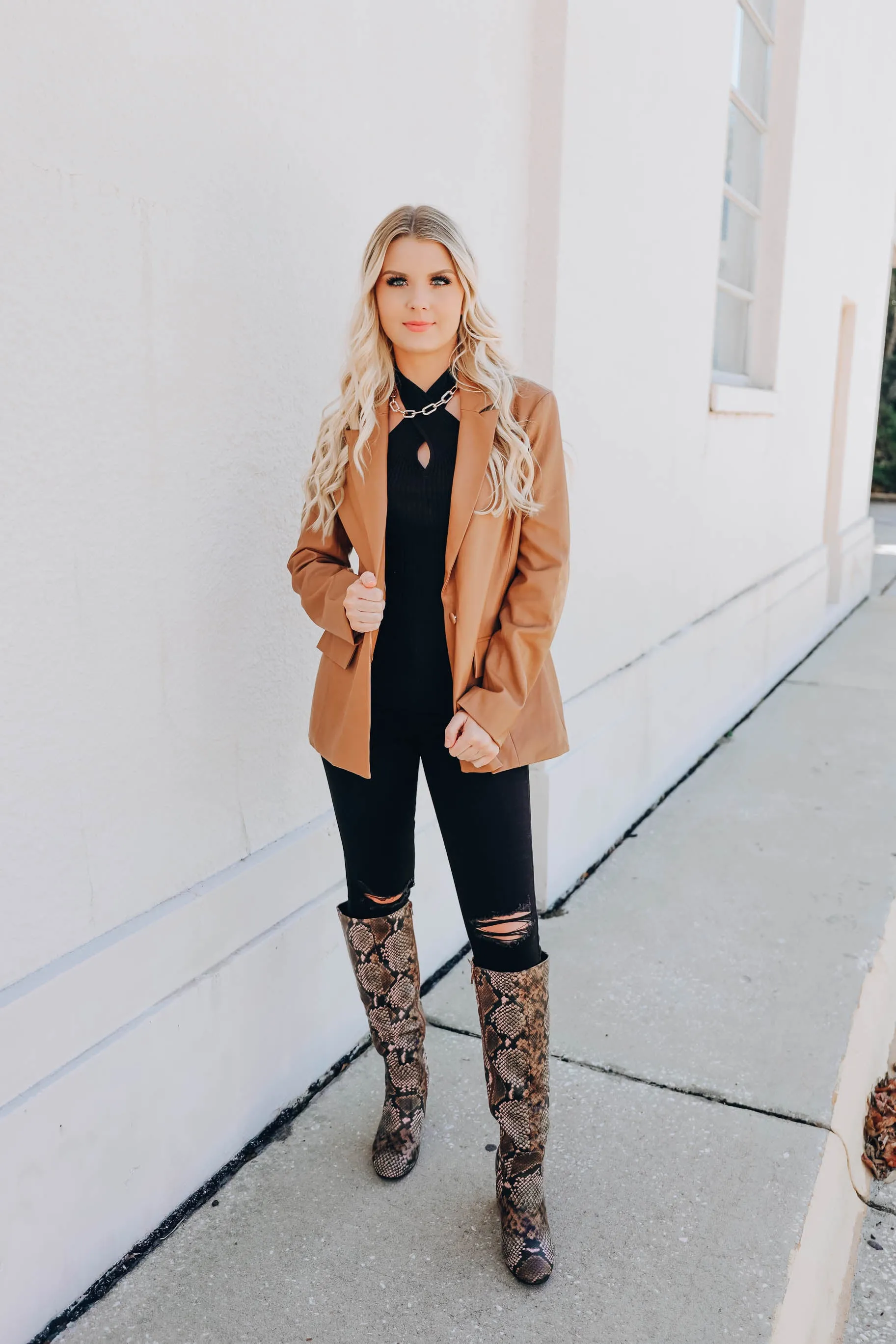 Francie Faux Leather Blazer
