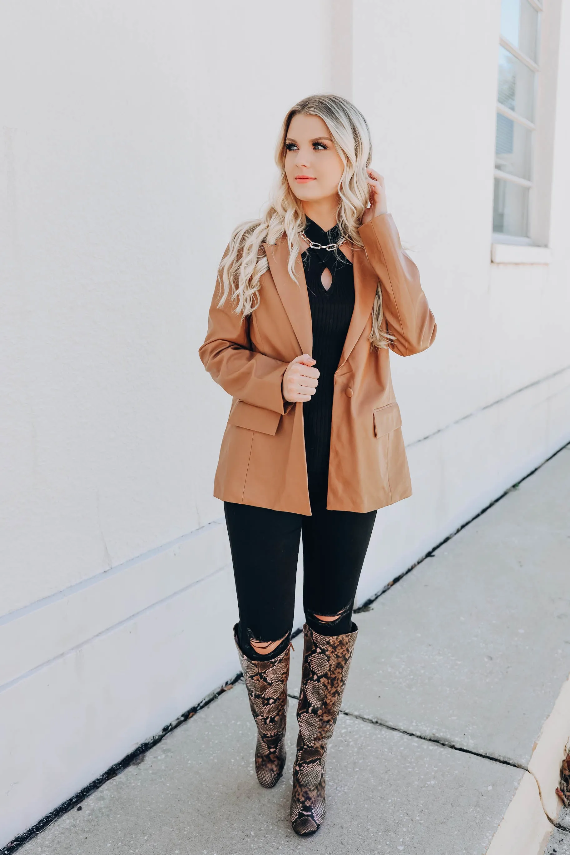 Francie Faux Leather Blazer
