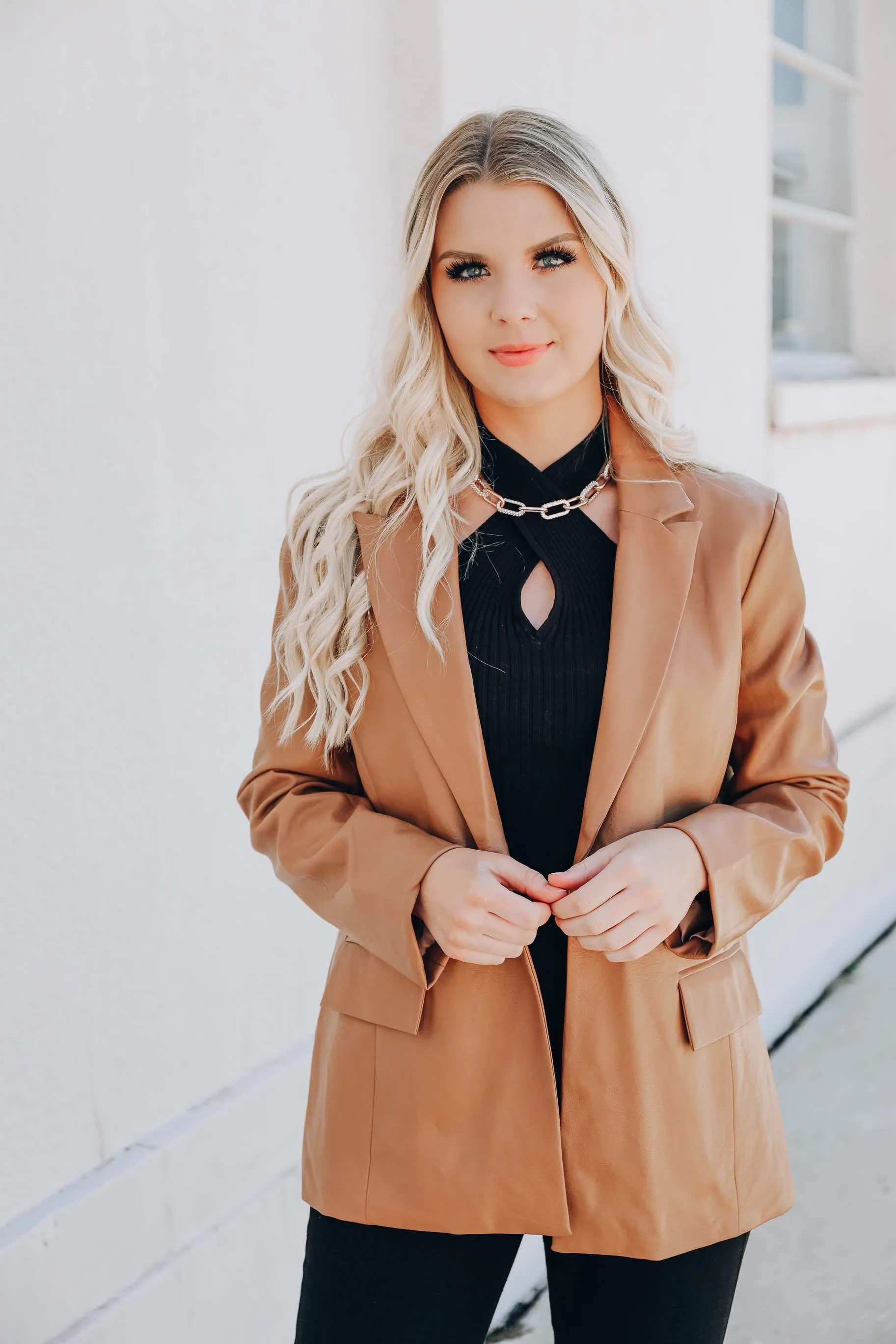 Francie Faux Leather Blazer