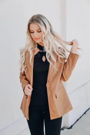Francie Faux Leather Blazer