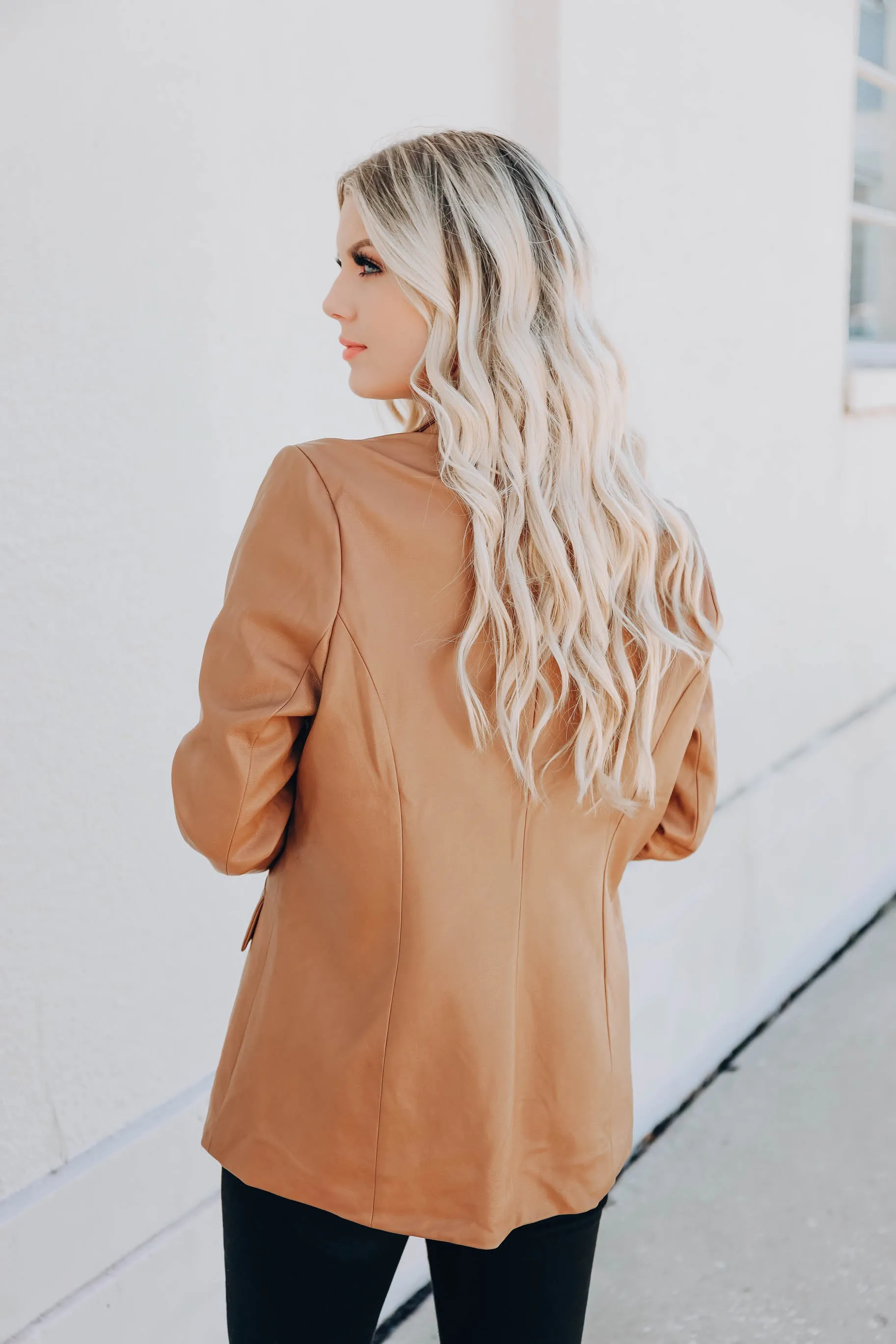 Francie Faux Leather Blazer