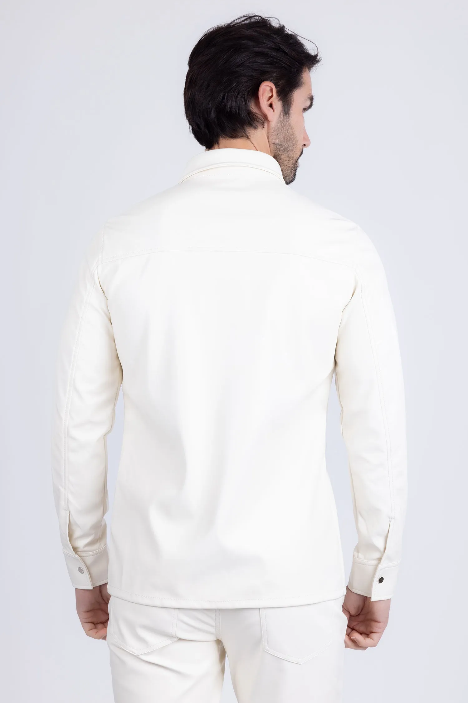 Geneva Faux Leather Long Sleeve Shirt