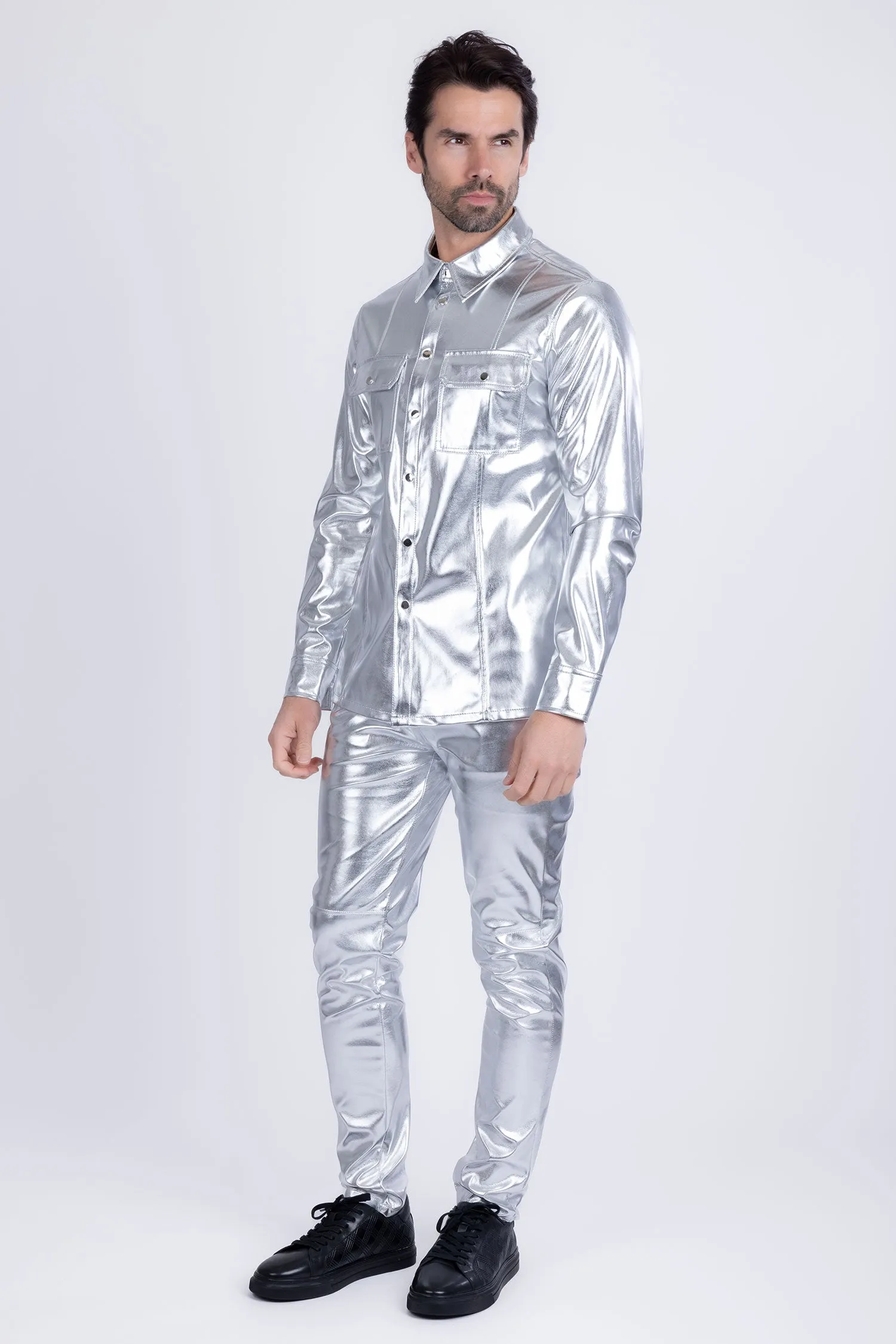 Geneva Faux Leather Long Sleeve Shirt