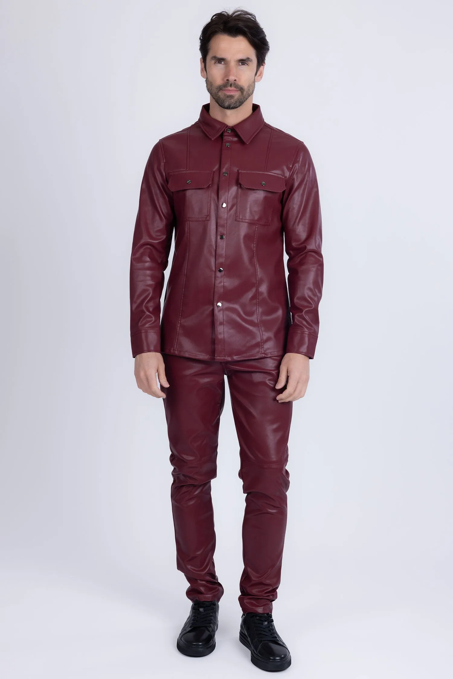 Geneva Faux Leather Long Sleeve Shirt