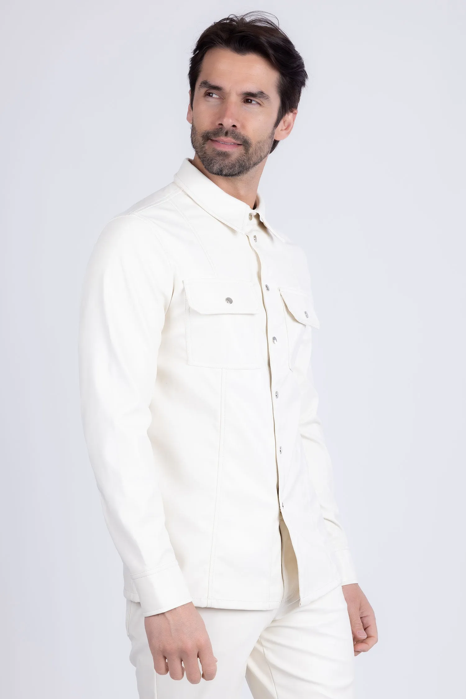 Geneva Faux Leather Long Sleeve Shirt