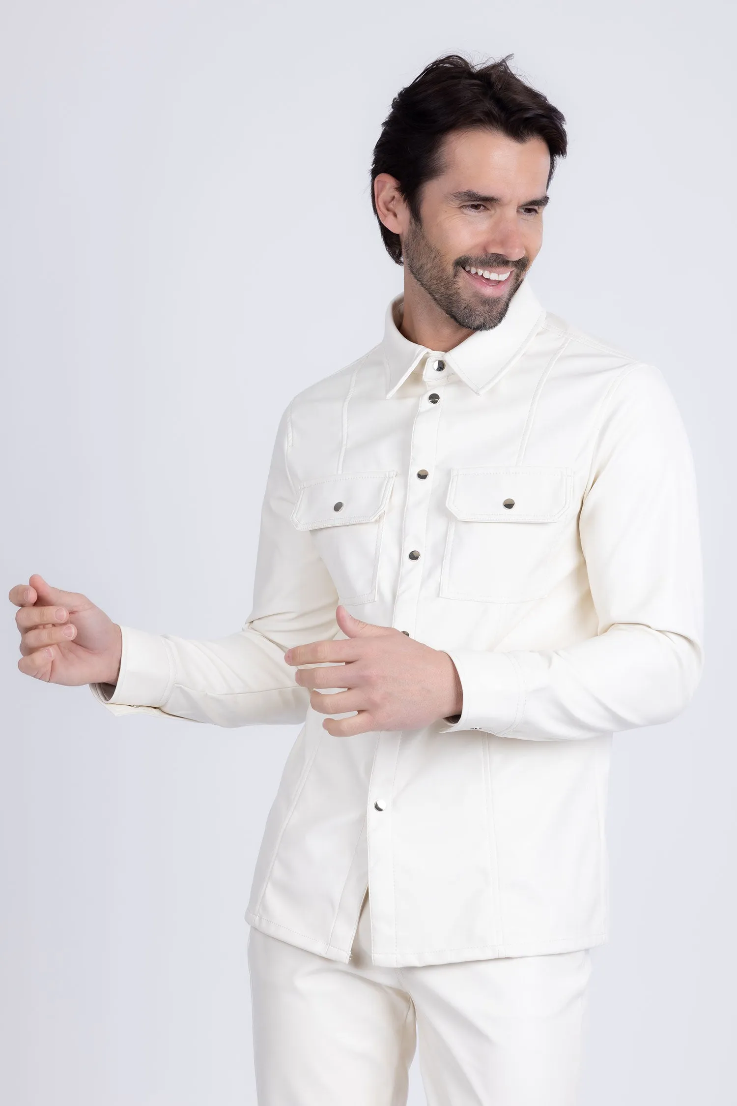 Geneva Faux Leather Long Sleeve Shirt