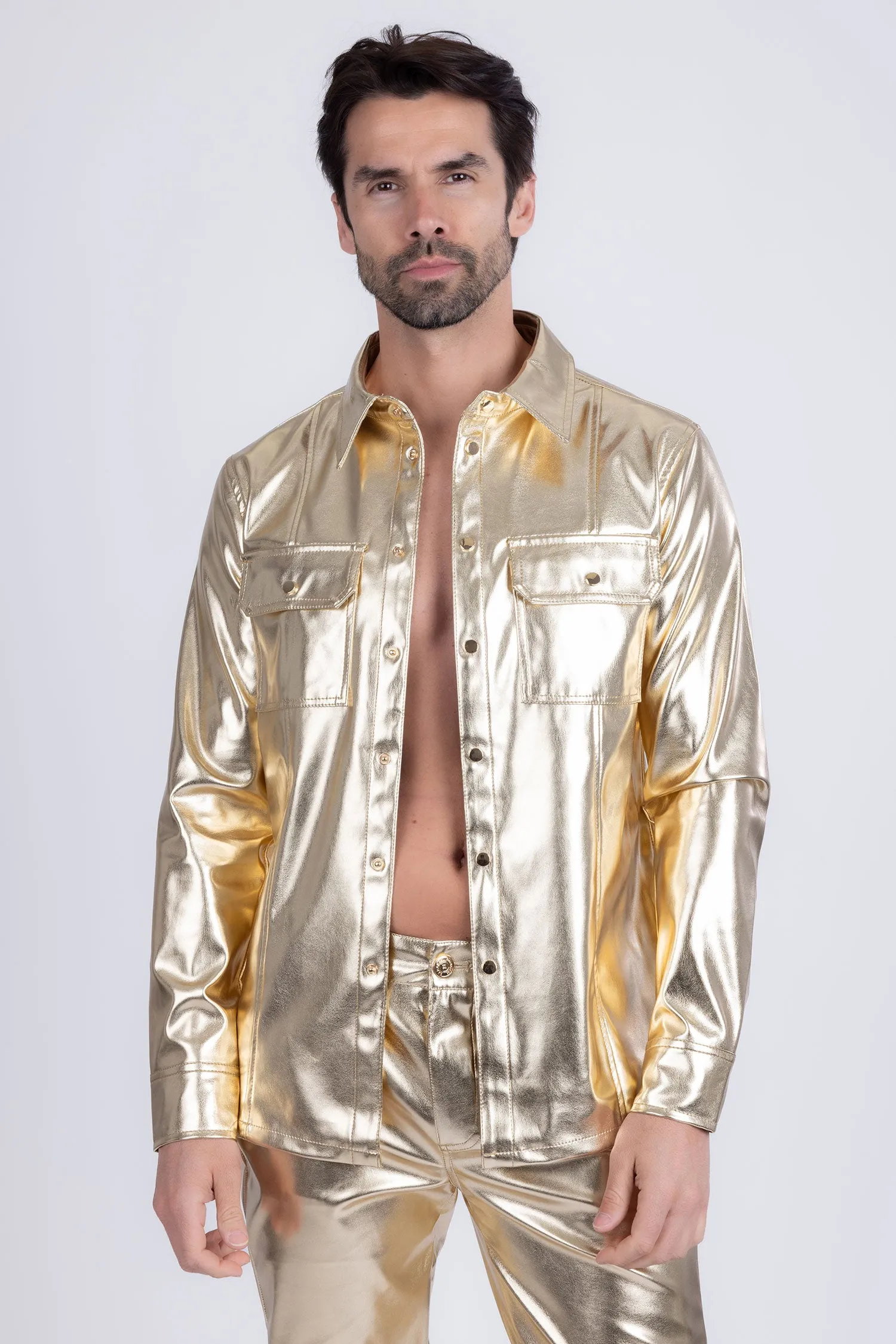 Geneva Faux Leather Long Sleeve Shirt