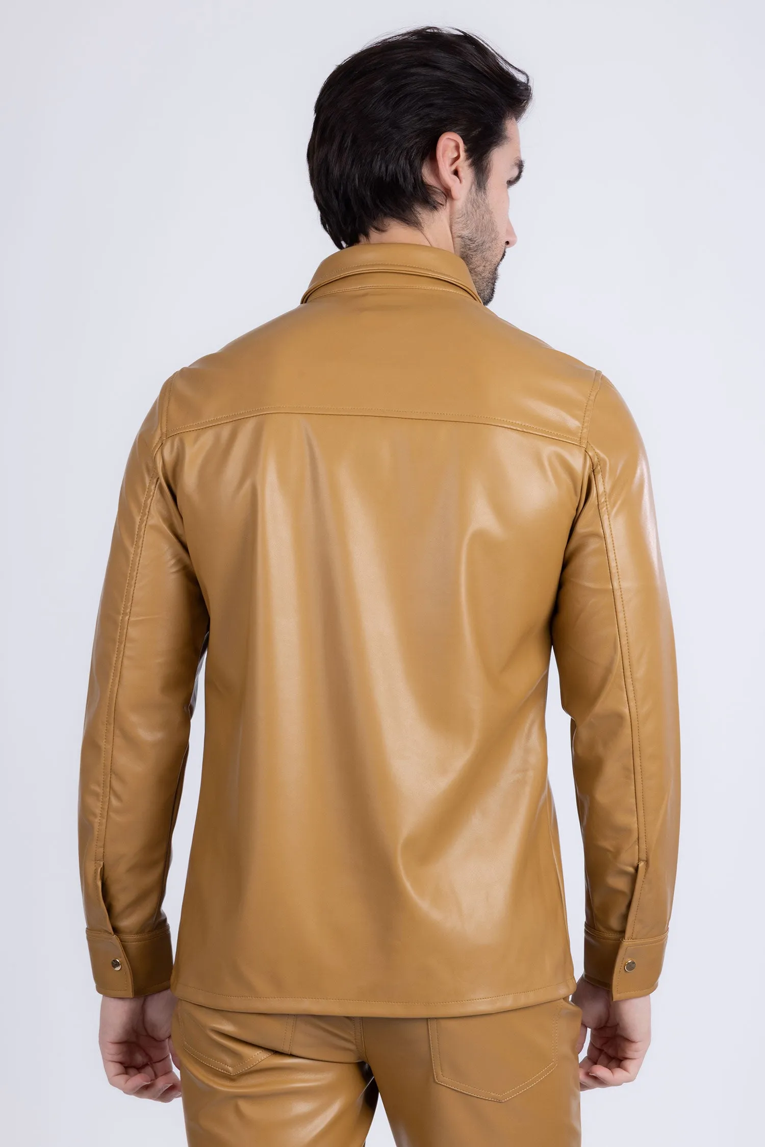 Geneva Faux Leather Long Sleeve Shirt