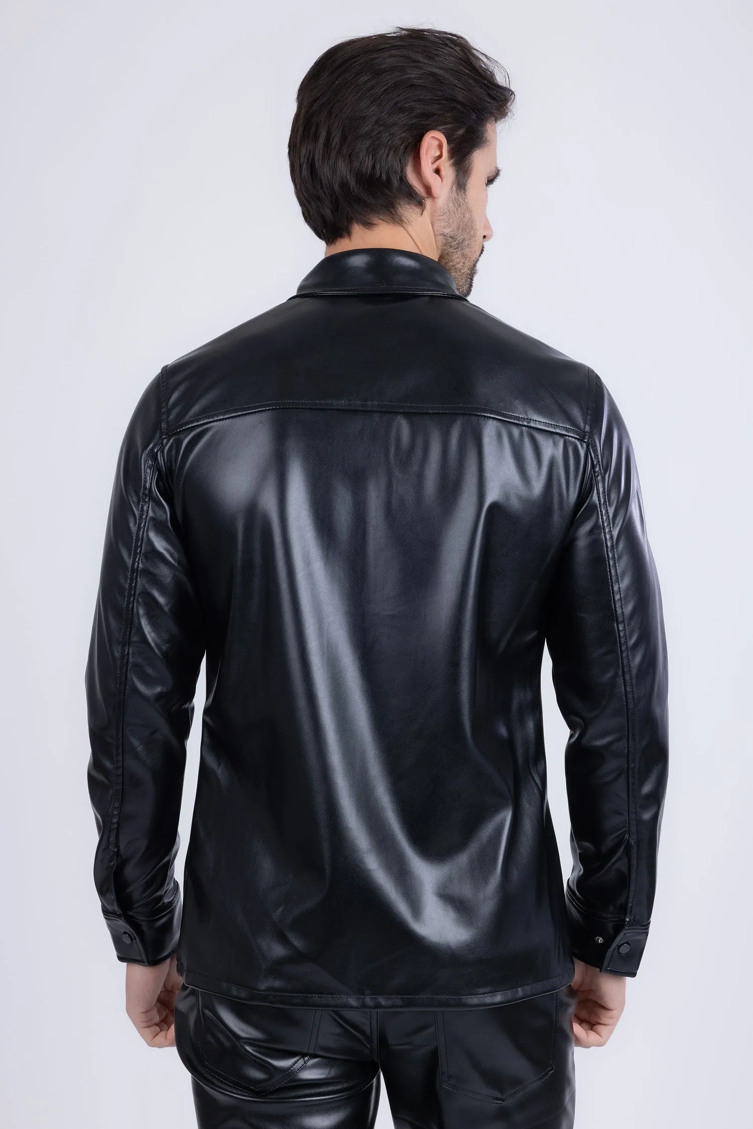 Geneva Faux Leather Long Sleeve Shirt