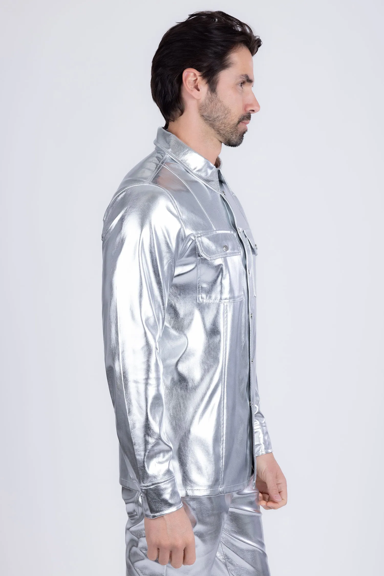 Geneva Faux Leather Long Sleeve Shirt