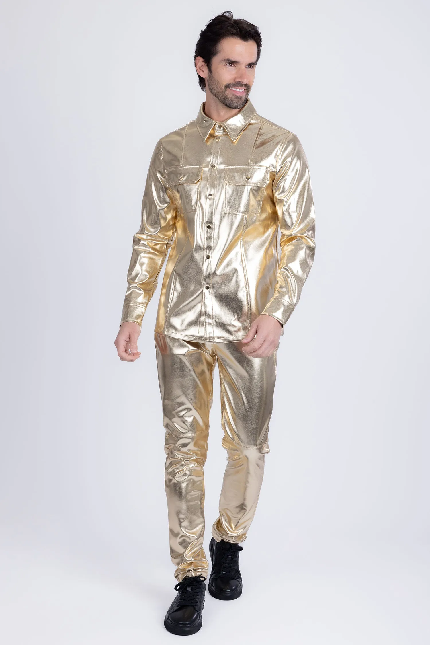 Geneva Faux Leather Long Sleeve Shirt