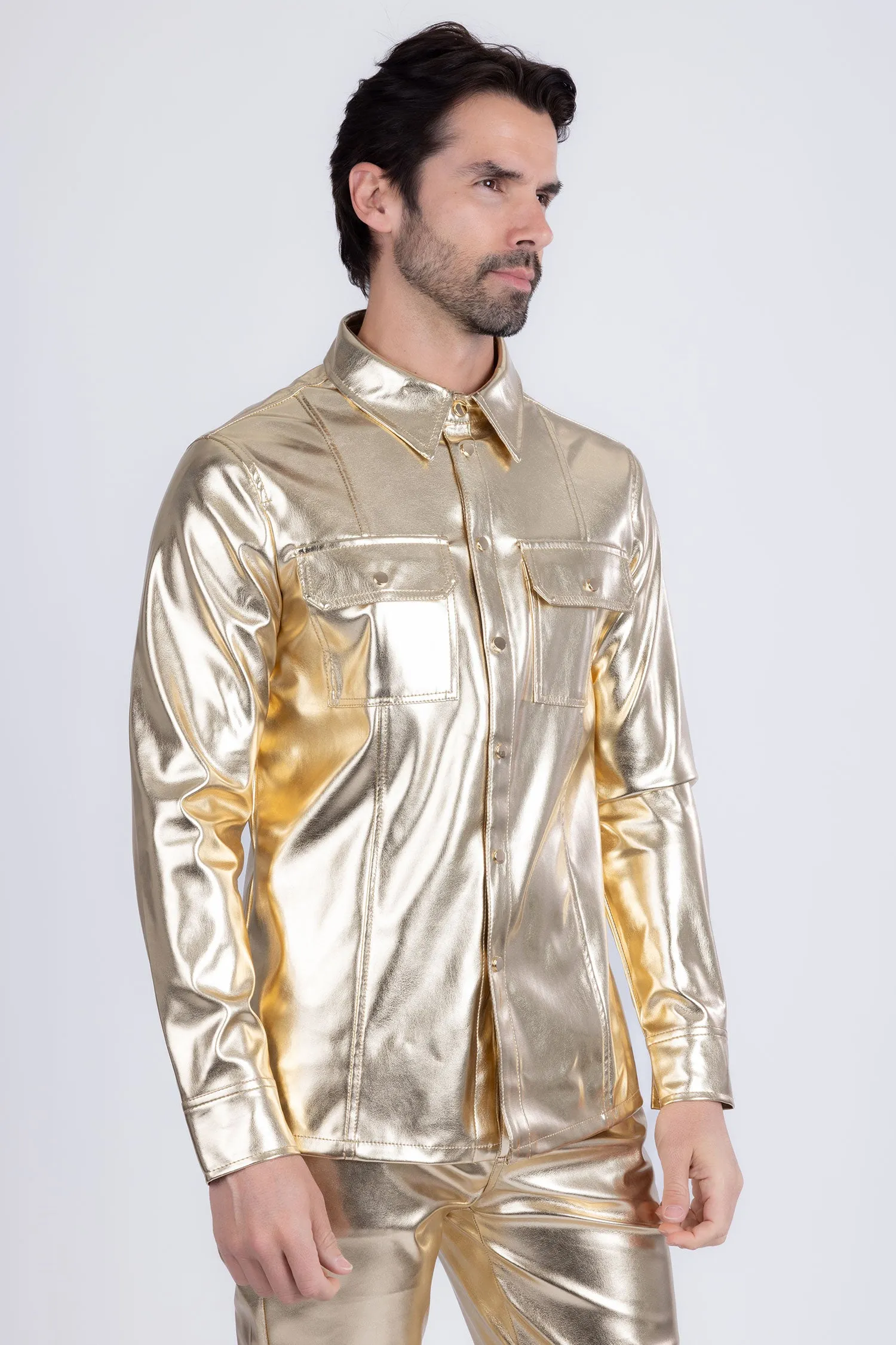 Geneva Faux Leather Long Sleeve Shirt