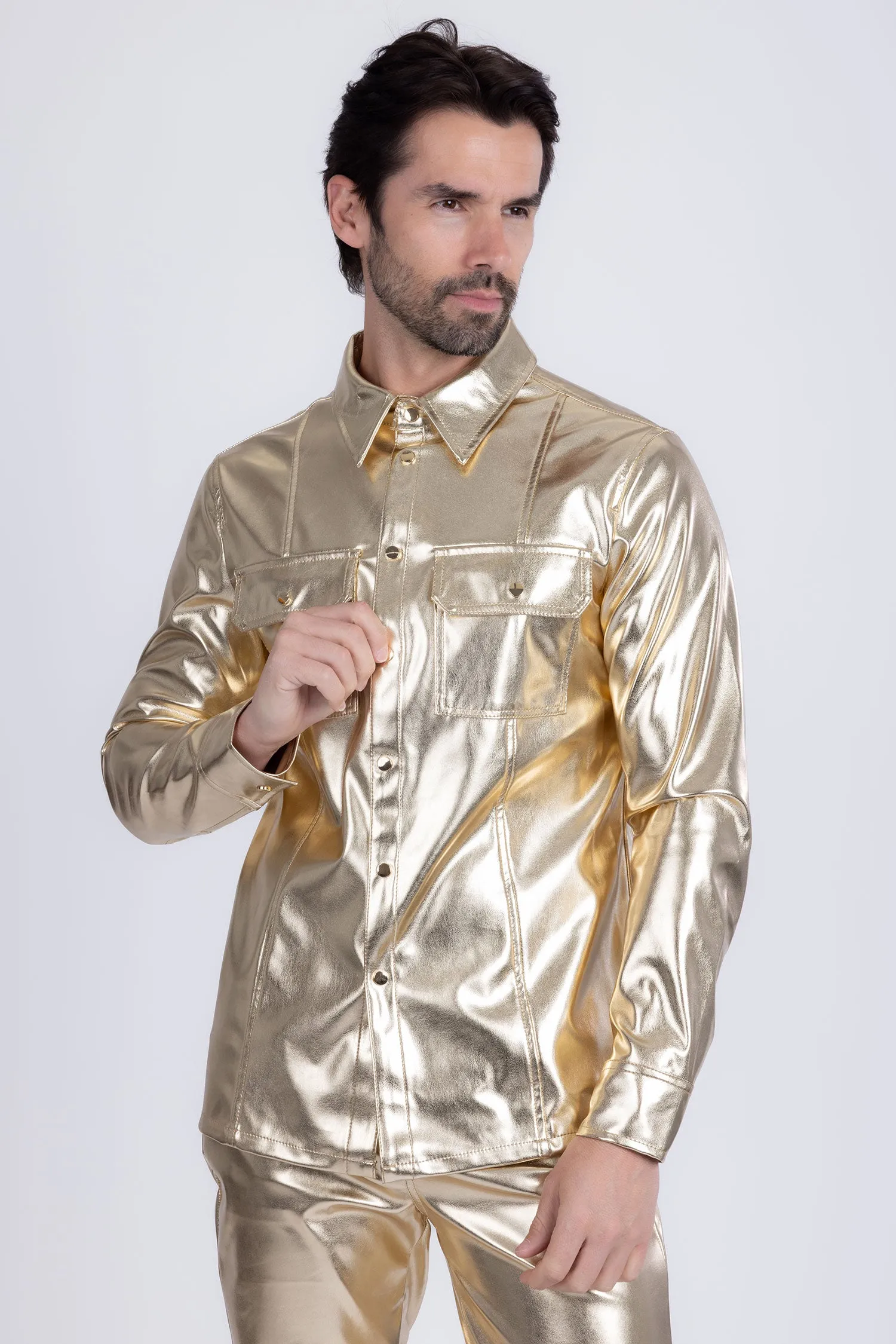 Geneva Faux Leather Long Sleeve Shirt