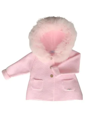 Girls Hooded Fur Knit Coat