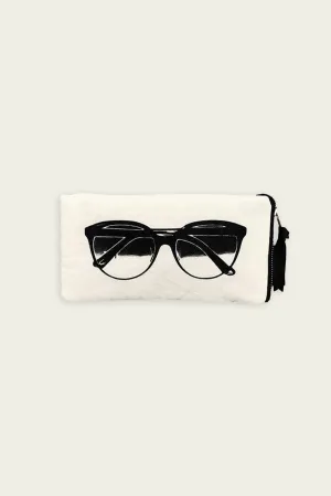 Glasses Case with Outside Pocket in Cream