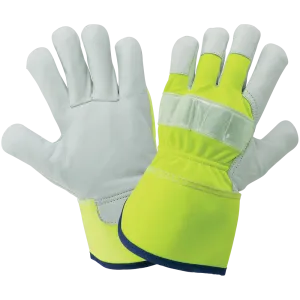 Global Glove & Safety 1100GHV High Visibility Canvas Back, Goatskin Leather Palm