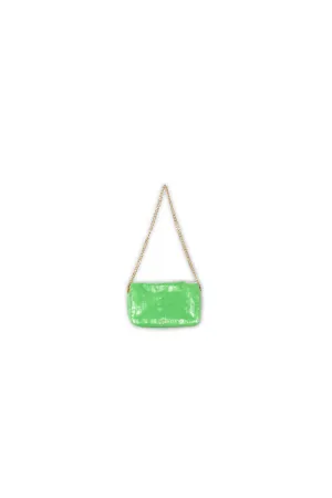 Glossy green shoulder bag