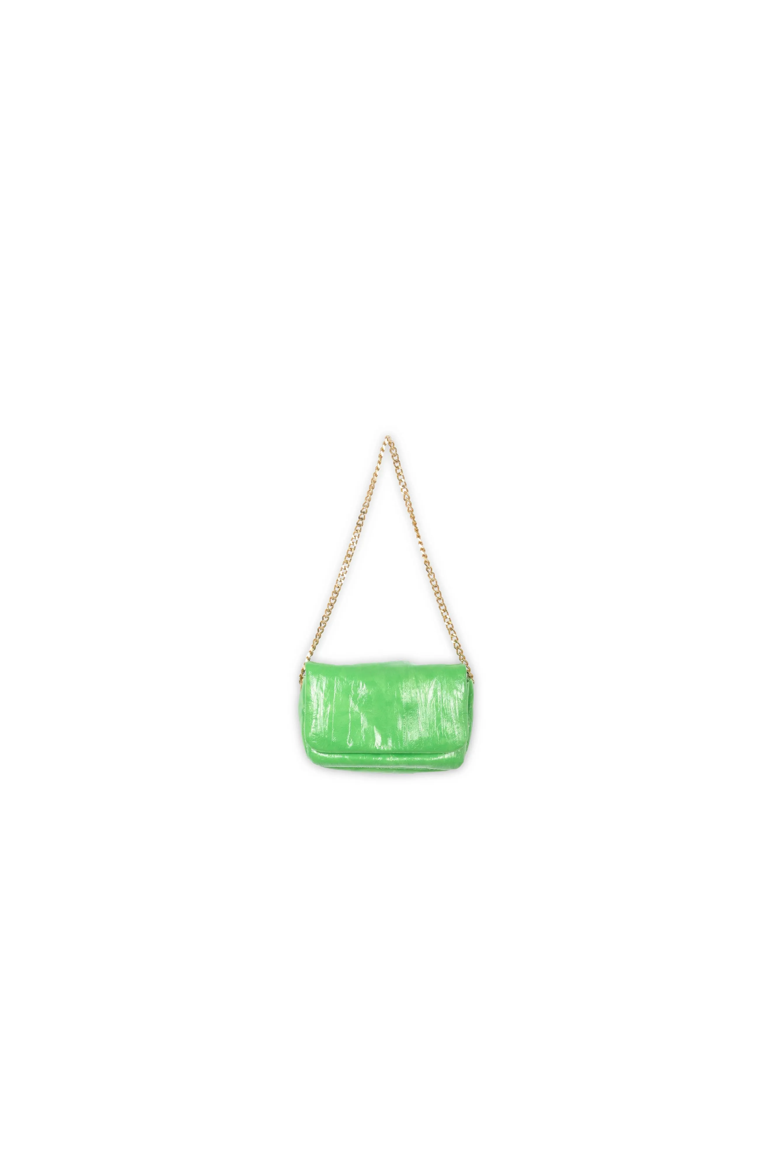 Glossy green shoulder bag