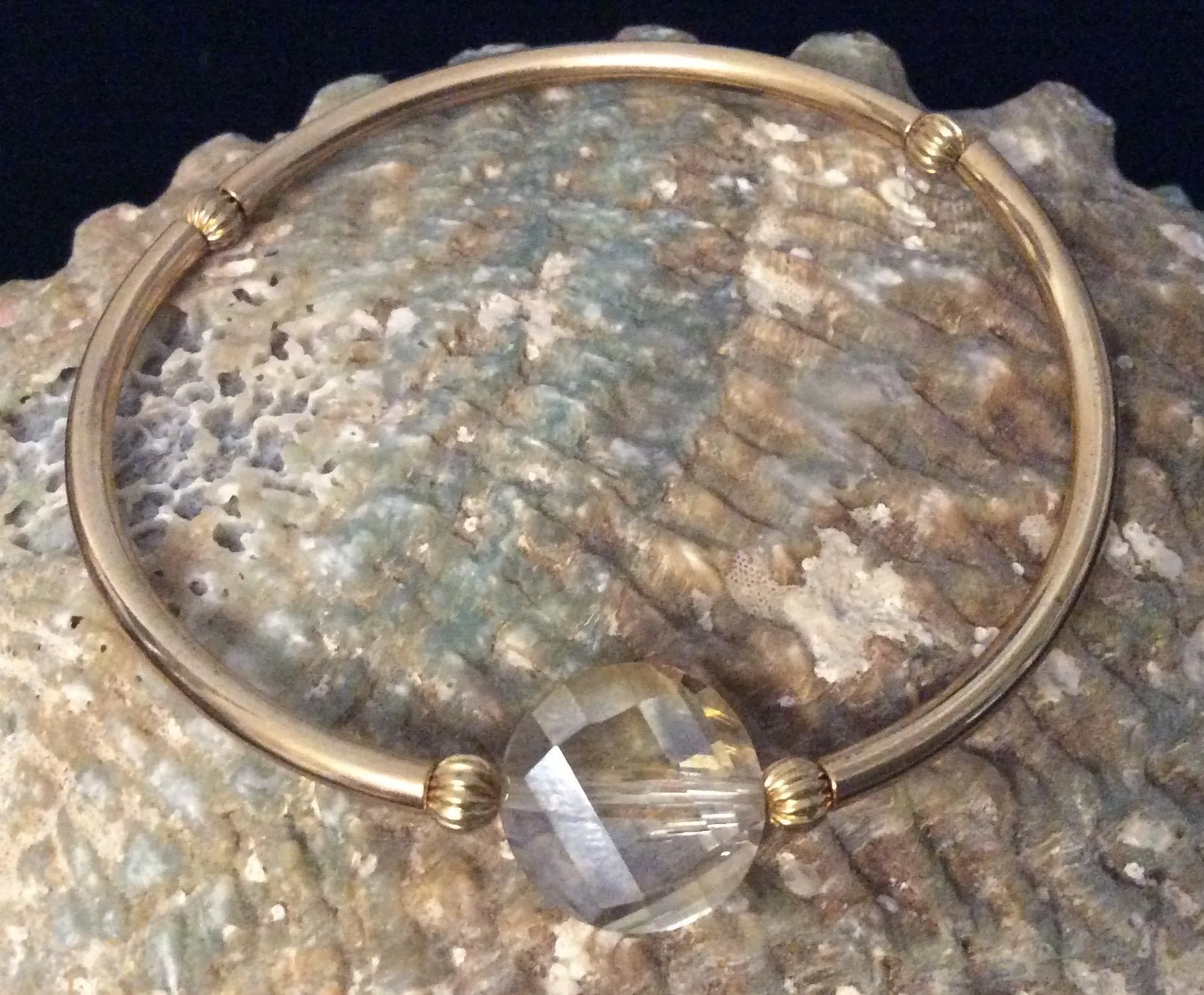 Gold Stretch Bracelet Golden Crystal Jewelry 7.8 inches