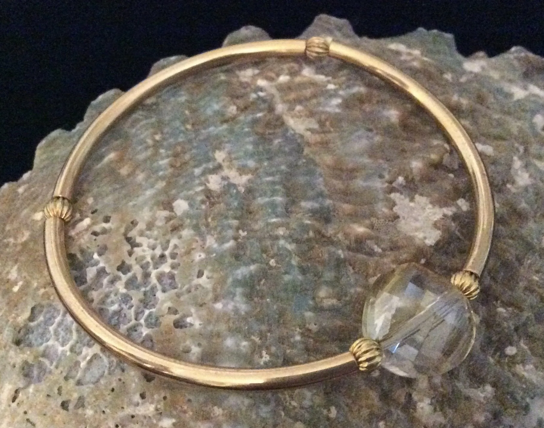 Gold Stretch Bracelet Golden Crystal Jewelry 7.8 inches