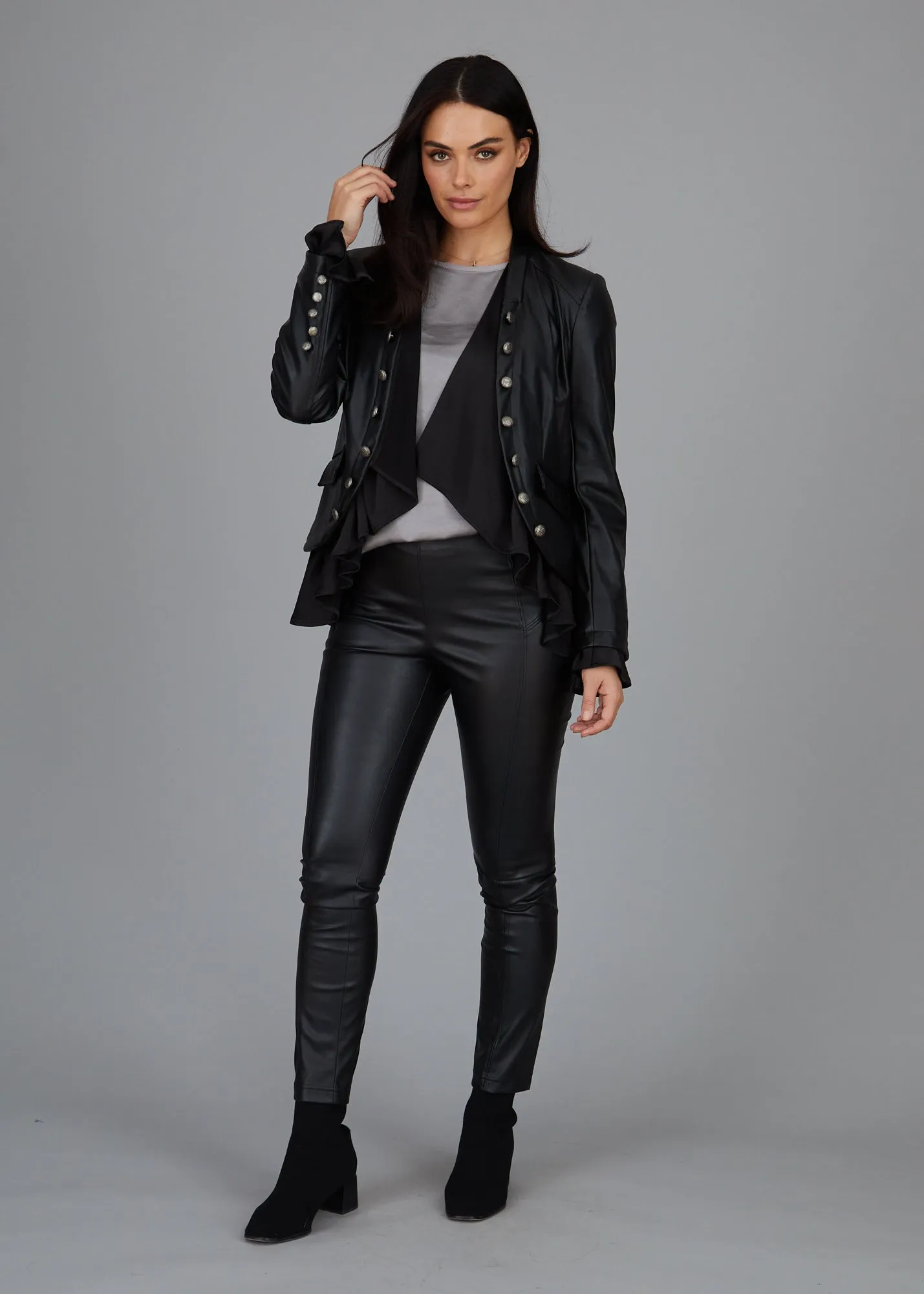 Graham Flounce Jacket - Faux Leather: FINAL SALE
