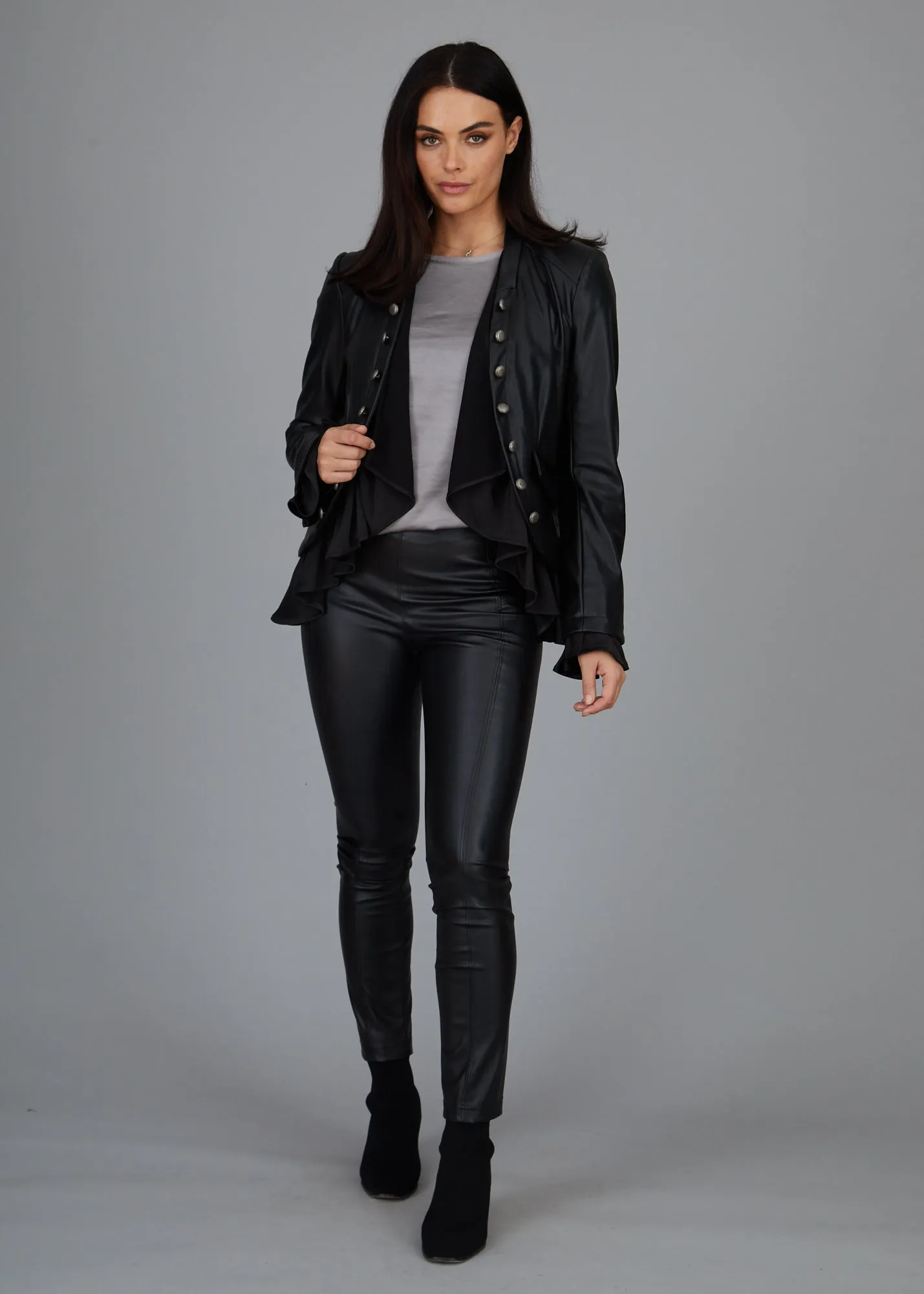 Graham Flounce Jacket - Faux Leather: FINAL SALE