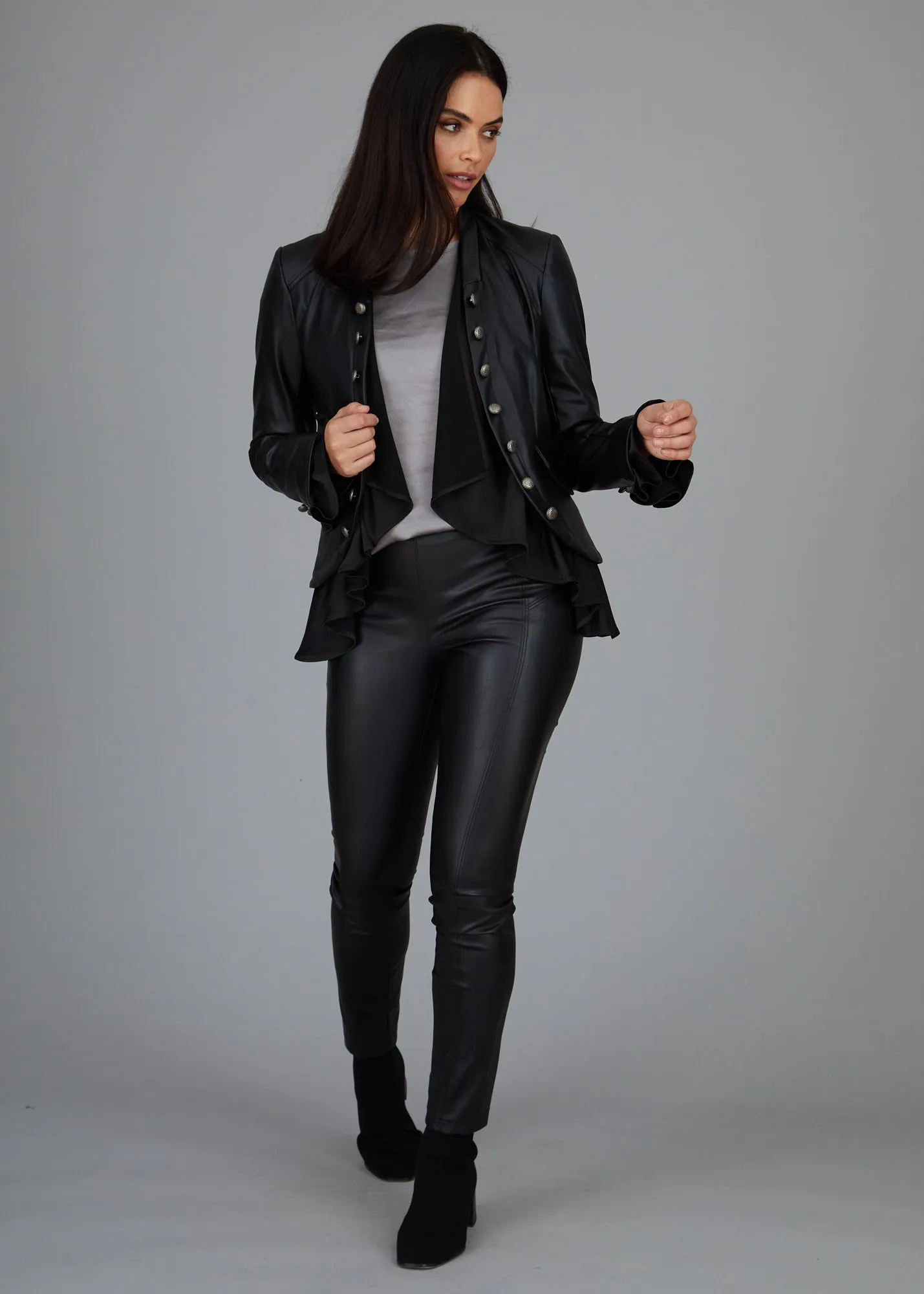 Graham Flounce Jacket - Faux Leather: FINAL SALE