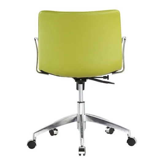 Green Faux Leather Modern Mid-Back Office Chair with Curved 26.7 inch Wide Seat