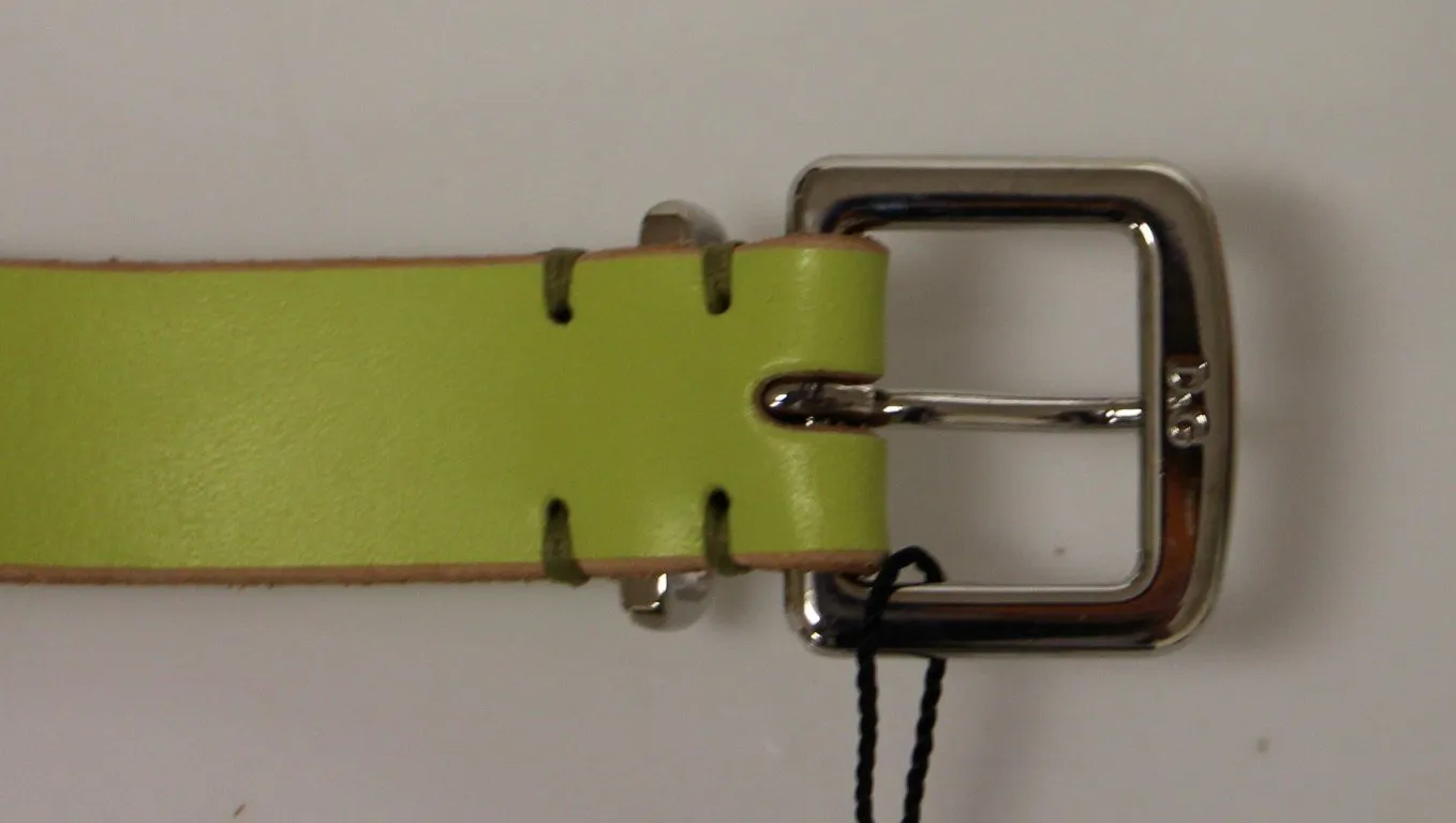 Green Leather Logo Belt
