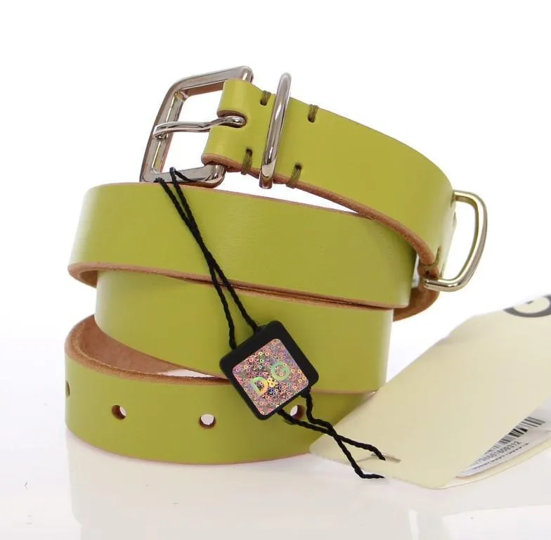 Green Leather Logo Belt