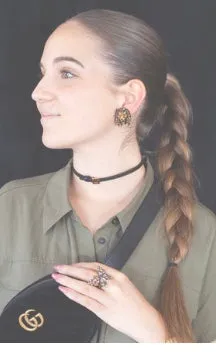 Gucci Black Leather Choker with Gold Square Logo
