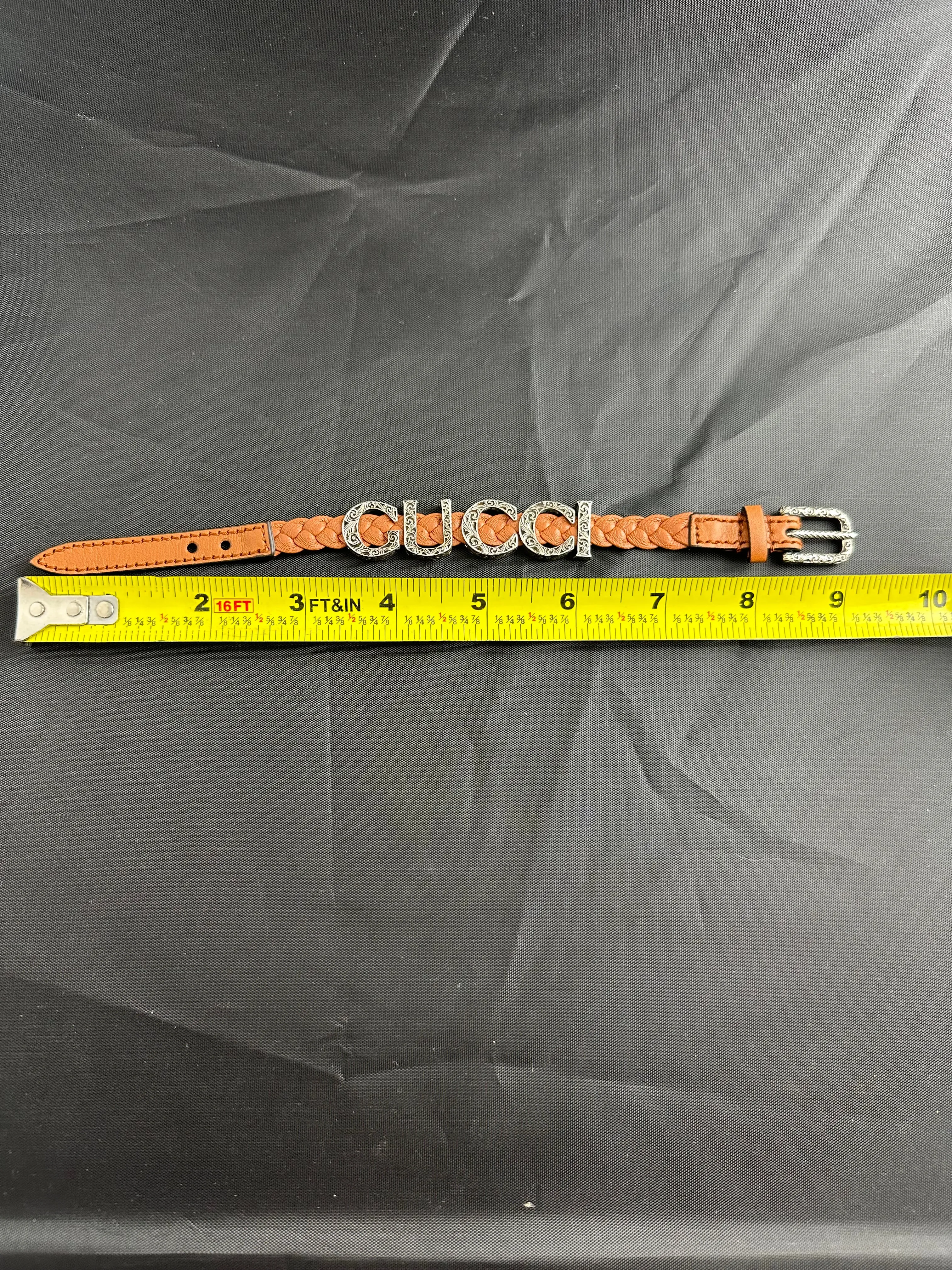 Gucci Garden Leather Bracelet with Silver Logo
