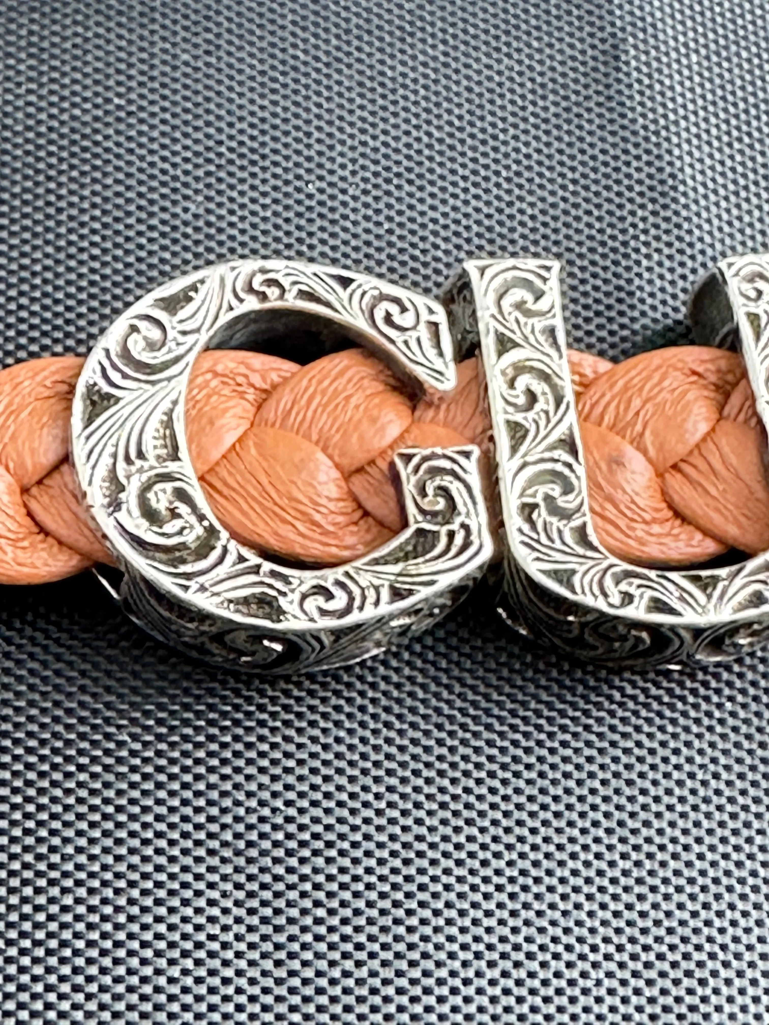 Gucci Garden Leather Bracelet with Silver Logo