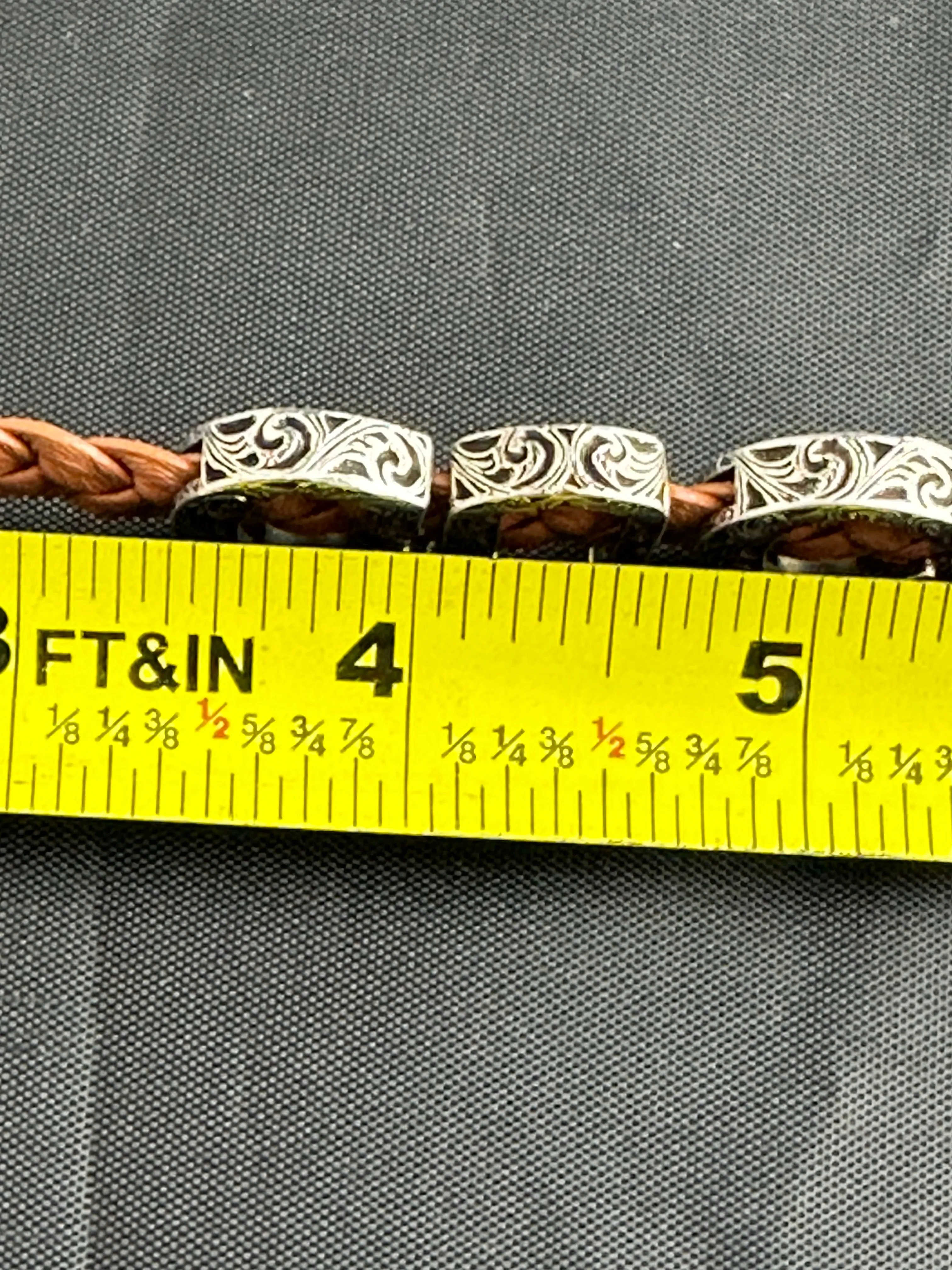 Gucci Garden Leather Bracelet with Silver Logo