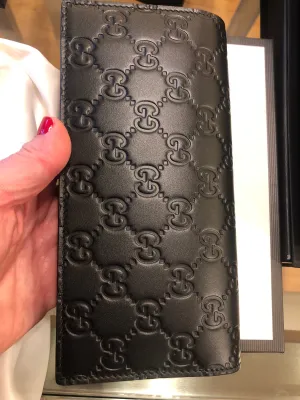 Gucci GG Guccissima Long Leather Wallet in Black