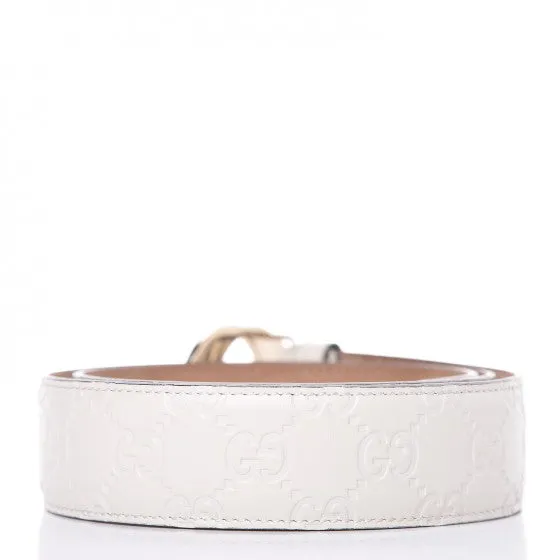 Gucci Interlocking GG Leather Belt In Mystic White