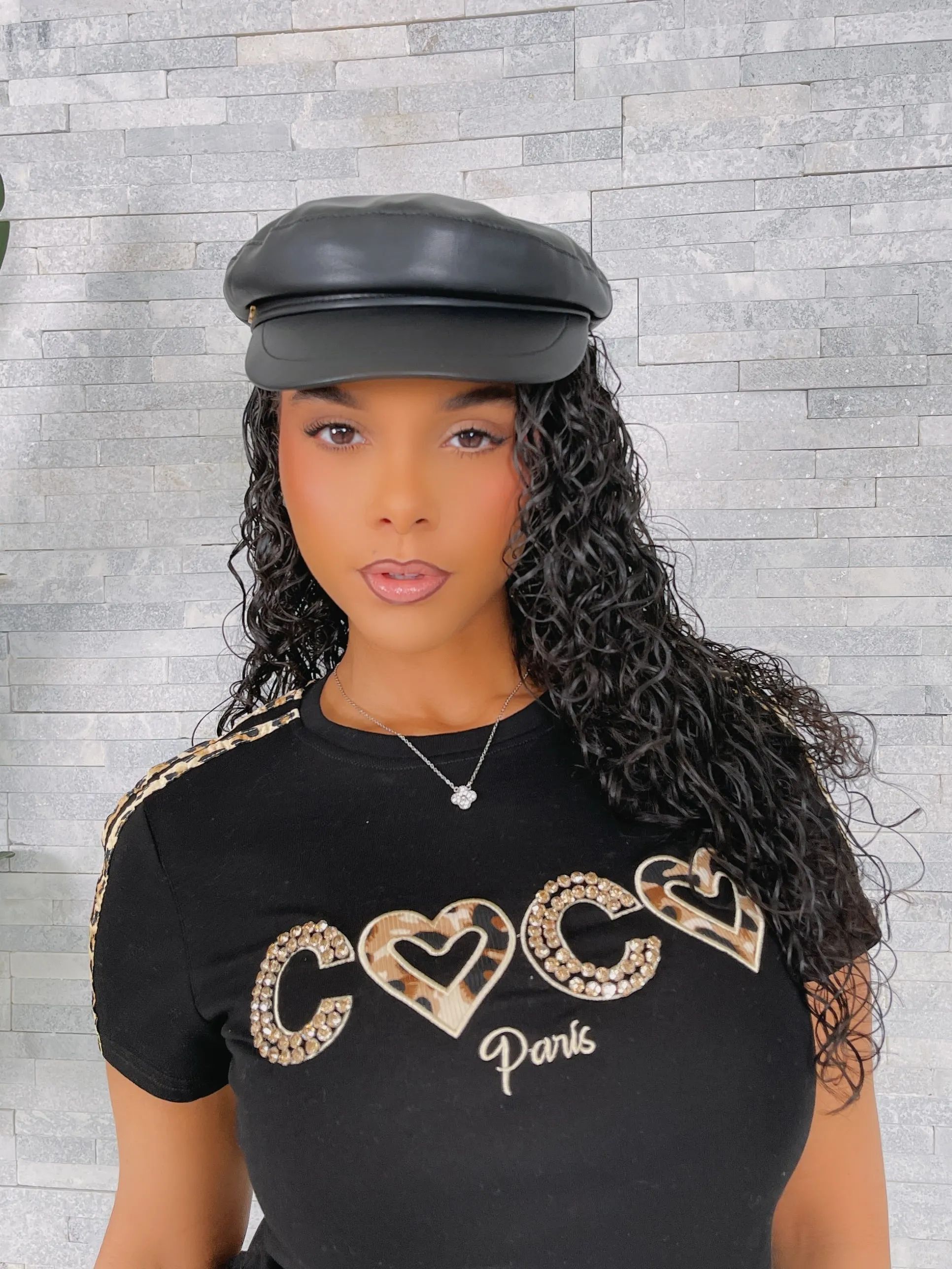 H3496-PU LEATHER BERET HATS