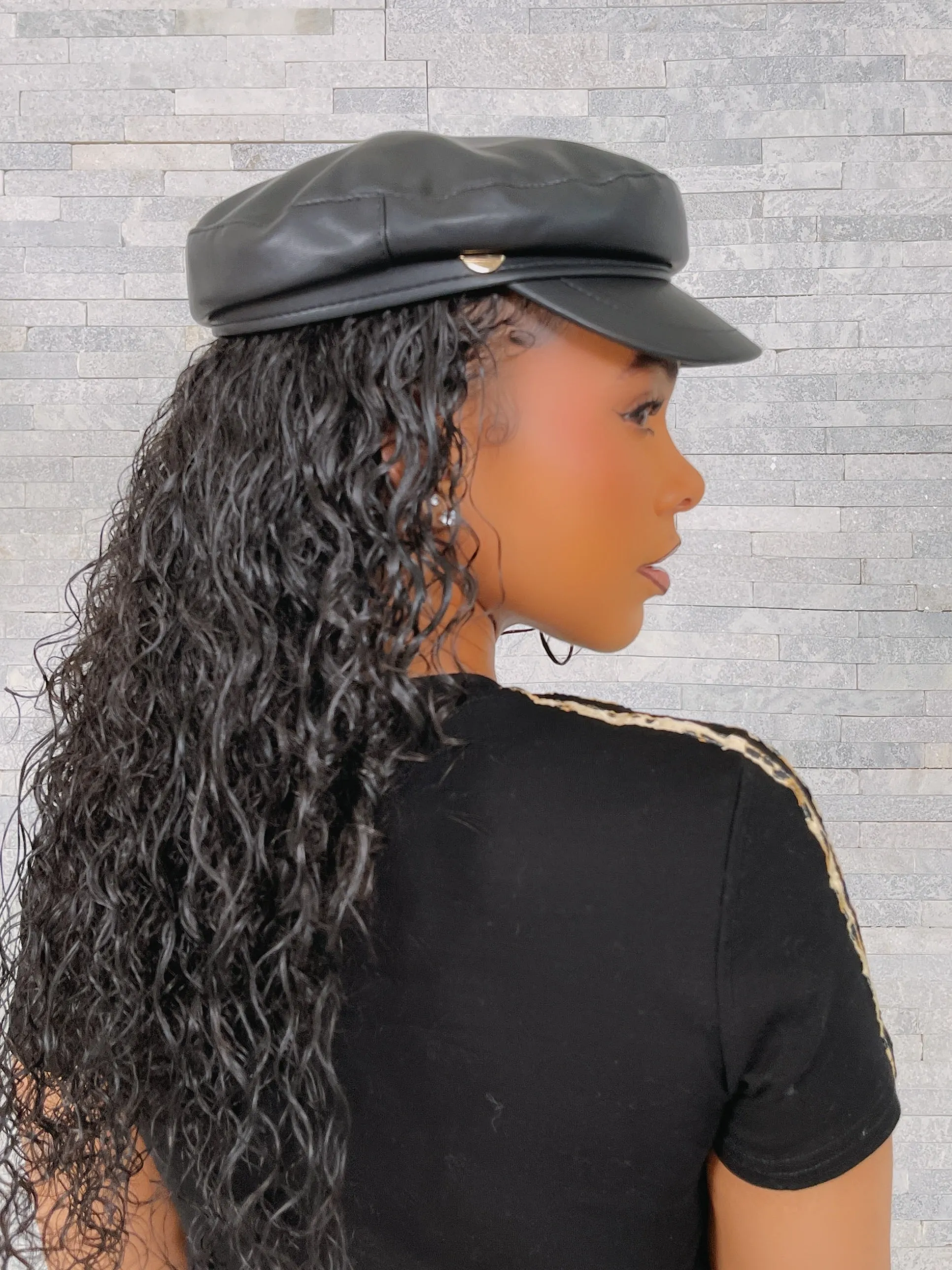 H3496-PU LEATHER BERET HATS