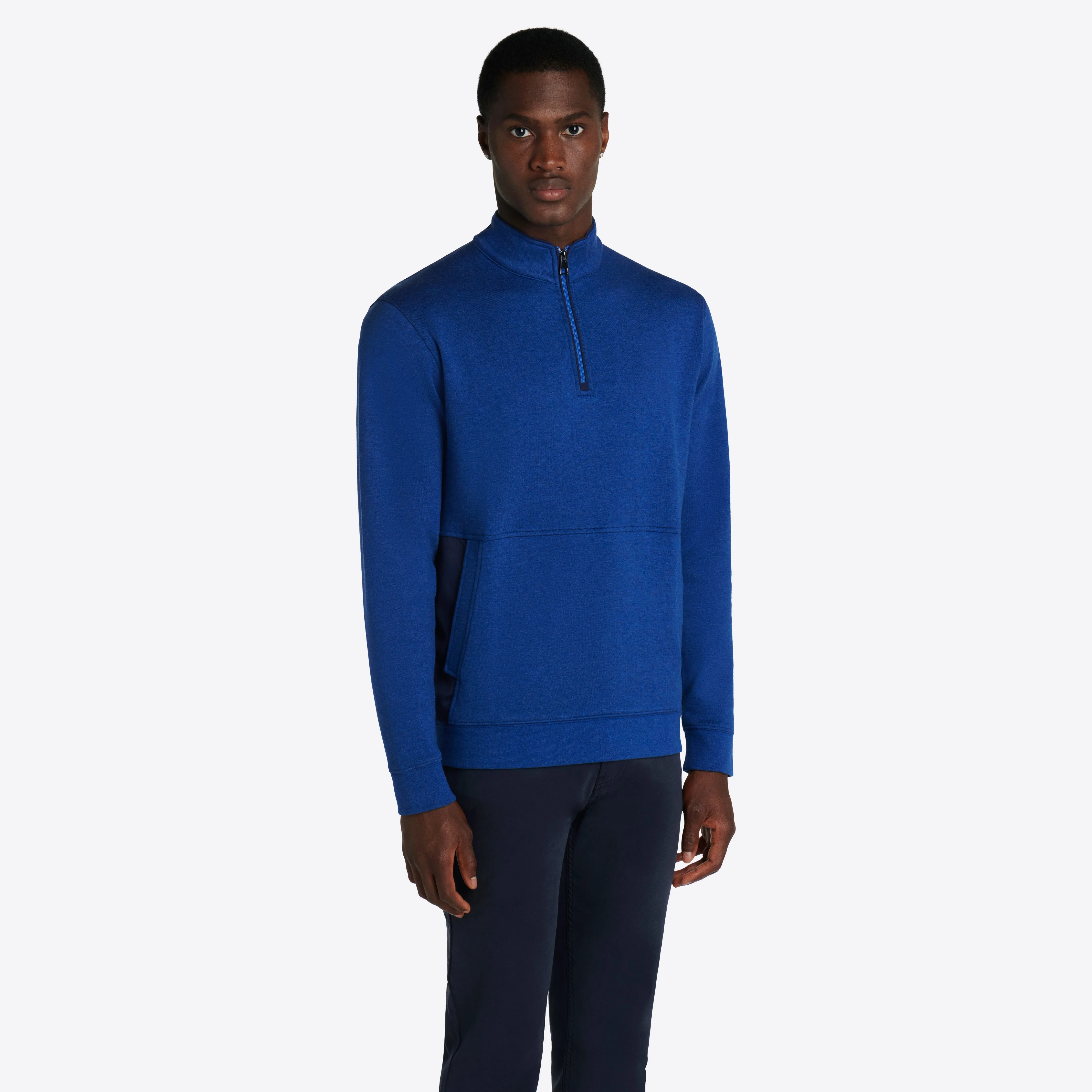 Heather Quarter Zip Mock Neck Pullover