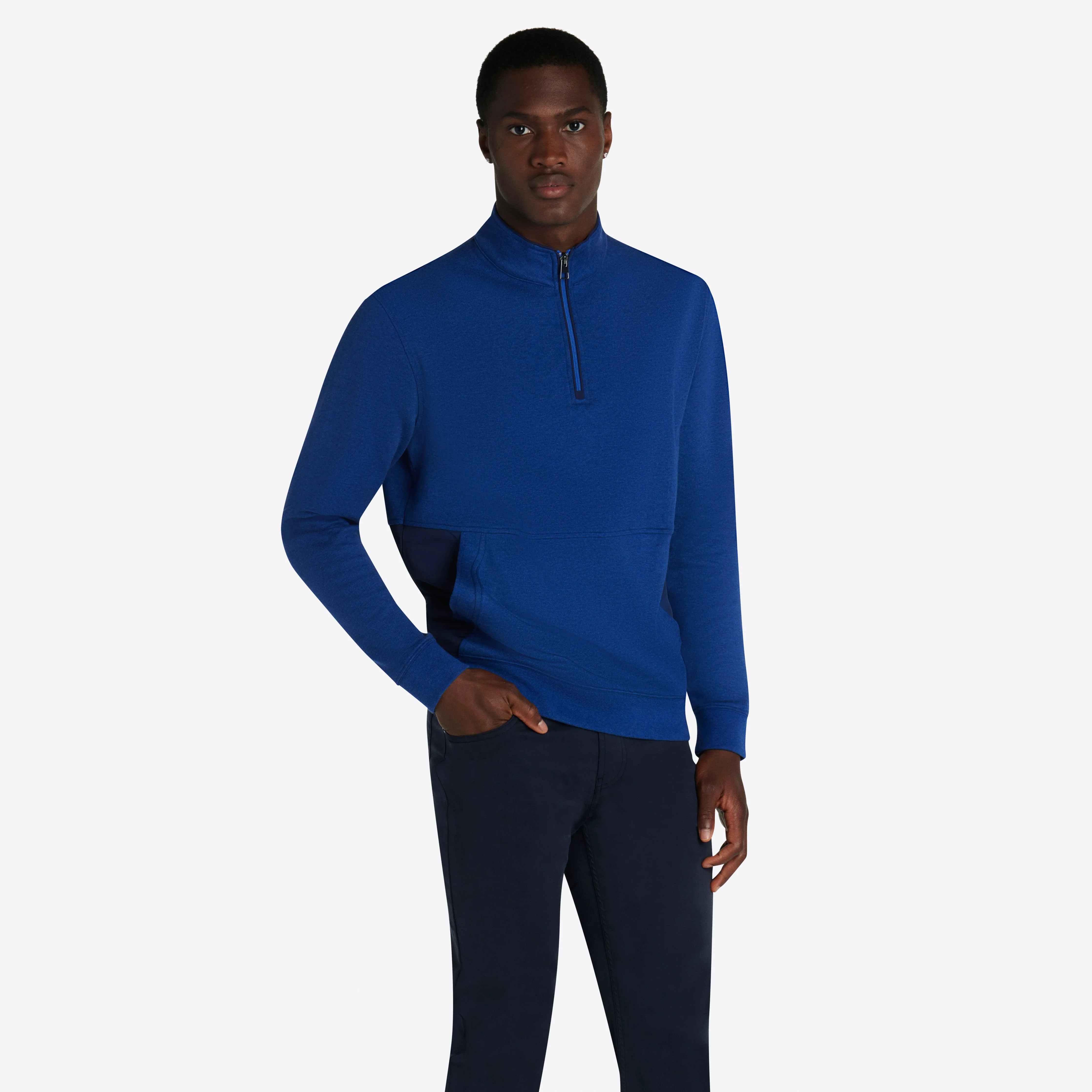 Heather Quarter Zip Mock Neck Pullover